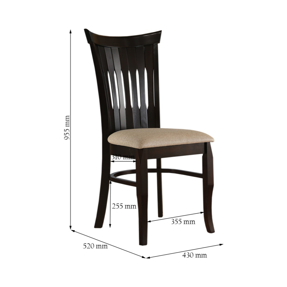 Cardiff Solidwood Dining Chair Set of 2 in Expresso Colour