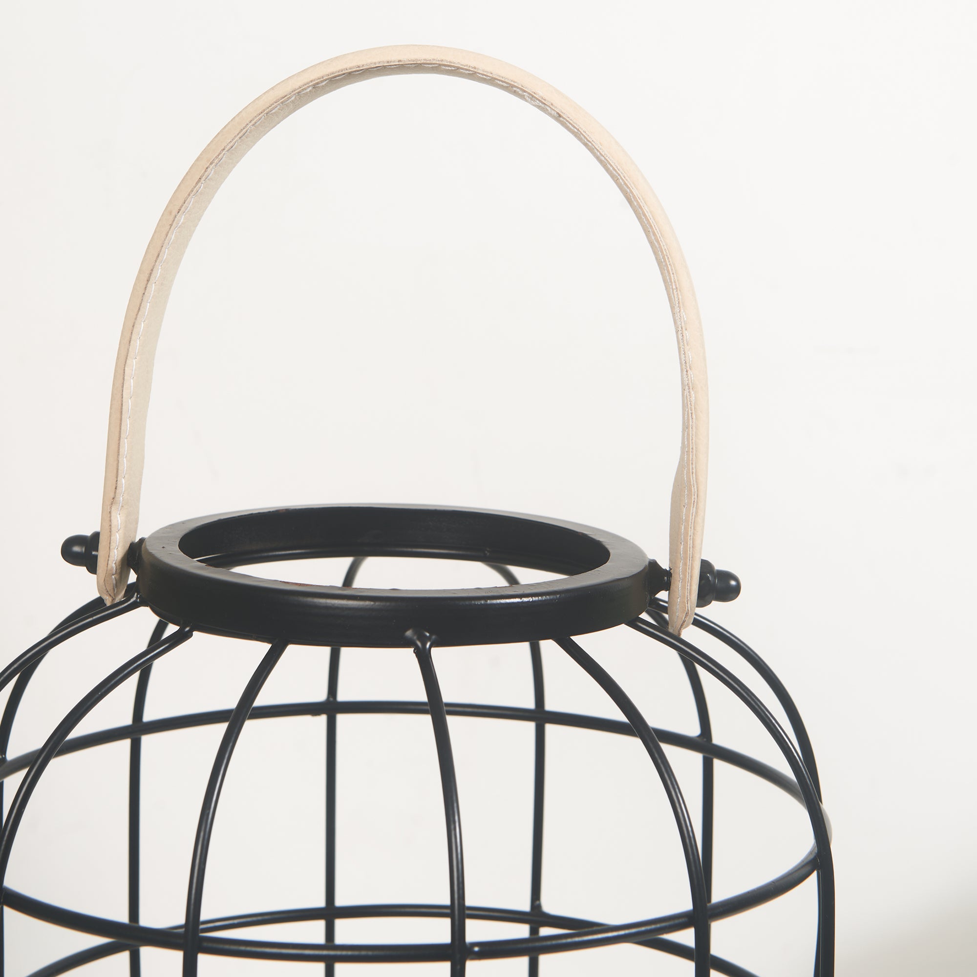 Sovereign Iron and Wood Jali Hanging Lantern 23x34Cm in Black Colour