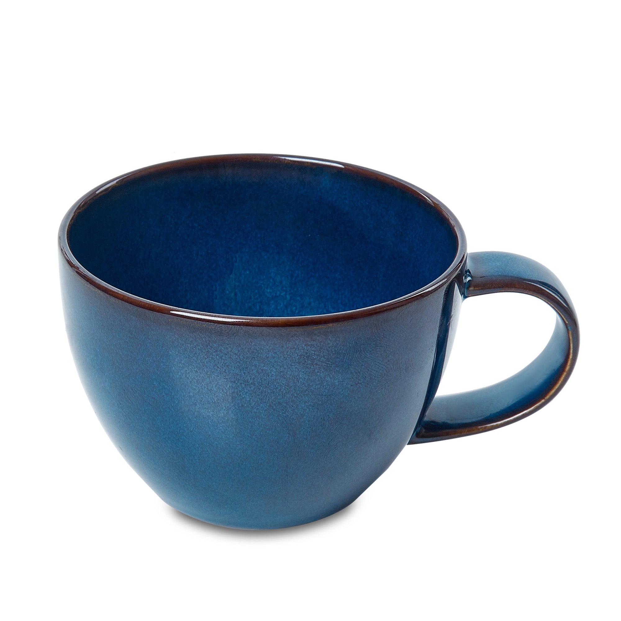 Hygge Studio Pottery Stoneware Cup & Saucer Set of 4 in Navy Blue Colour