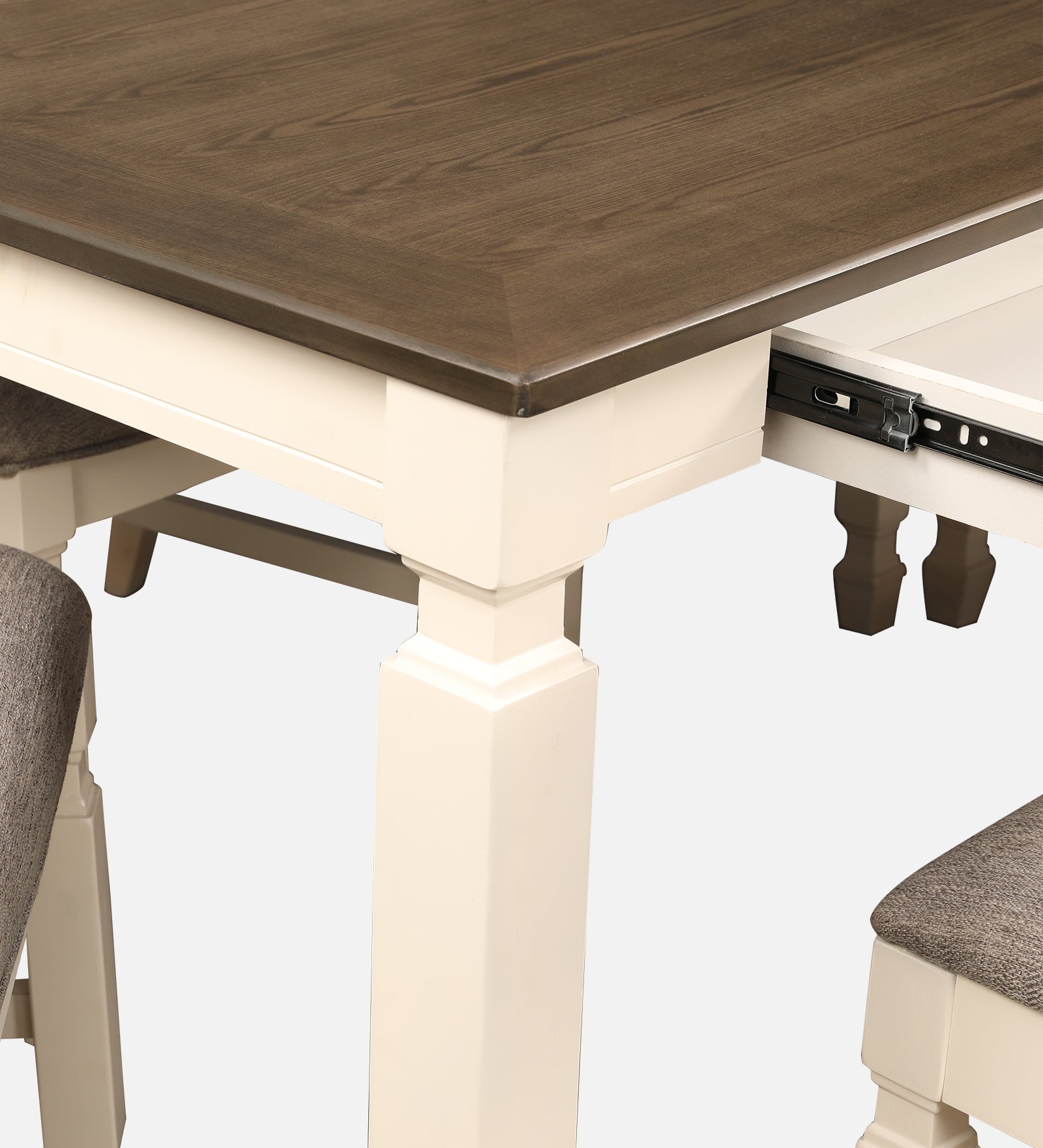 Wisp Rubber Wood Six Seater Dining Set With Bench in Antique White Colour