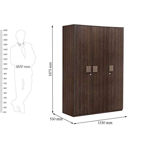 Tiago Engineered Wood Three Door Wardrobe in Wenge Colour