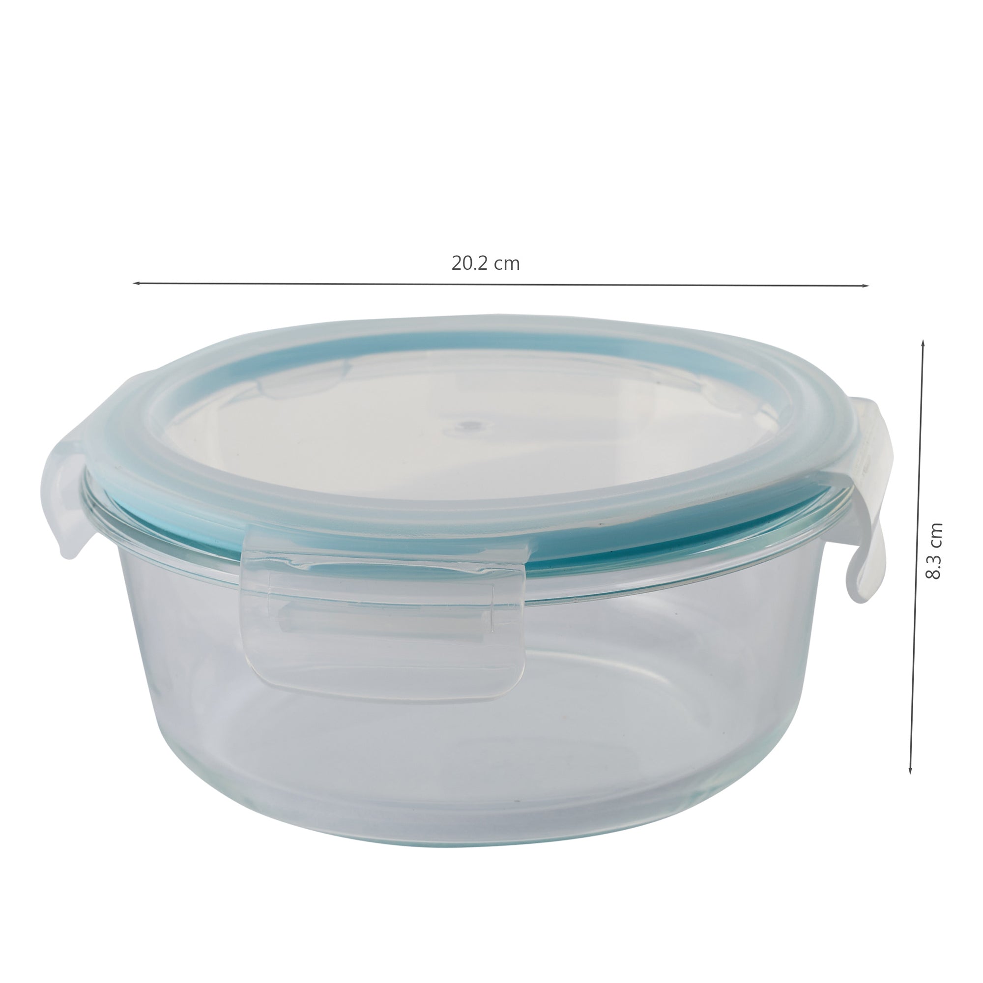 Robust Glass Round Container with PP Lid 1300ML in Transparent Colour