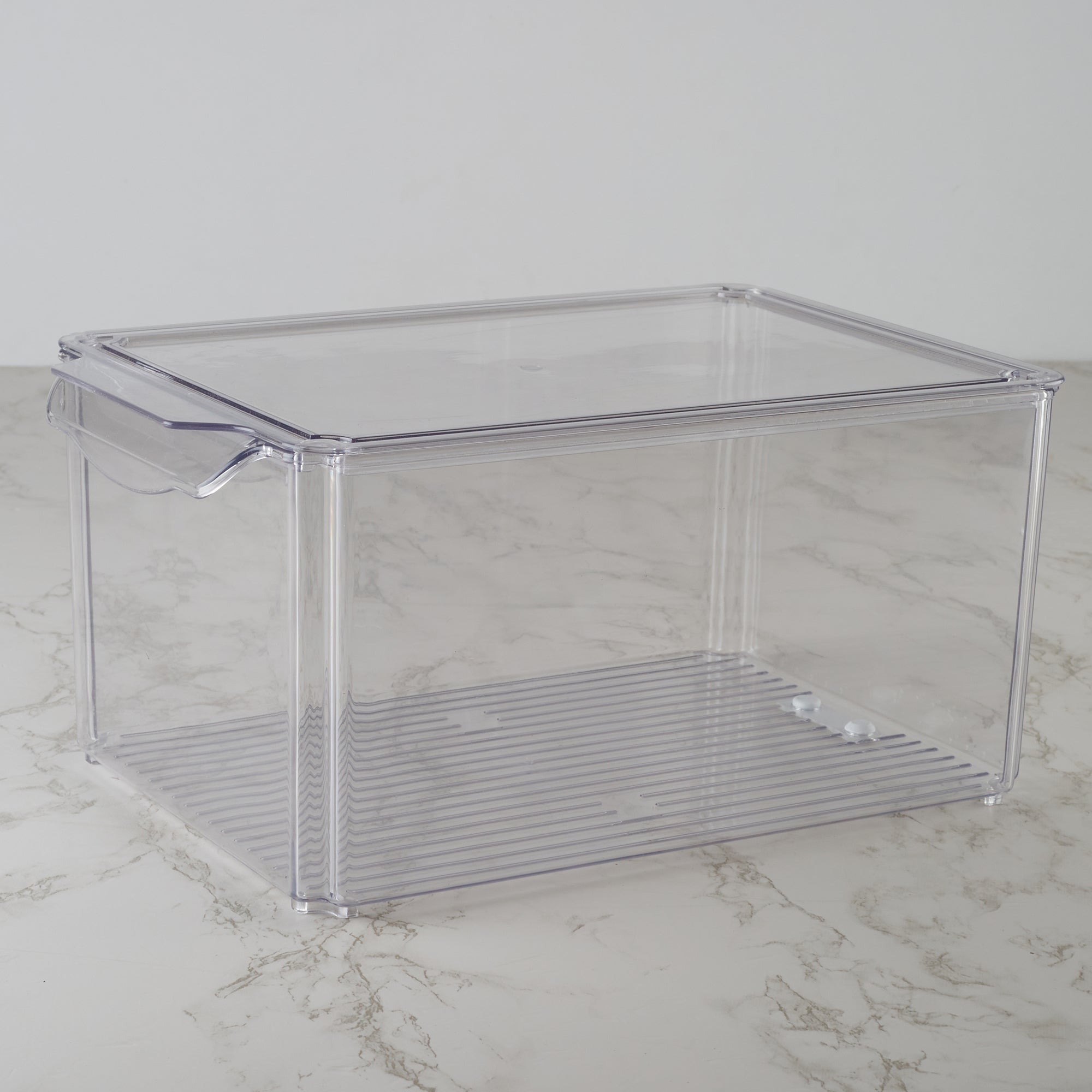 Robusto PET BPA Free Stackable Fridge Organizer with Lid & Drain - 8.4 Ltr in Transparent Colour