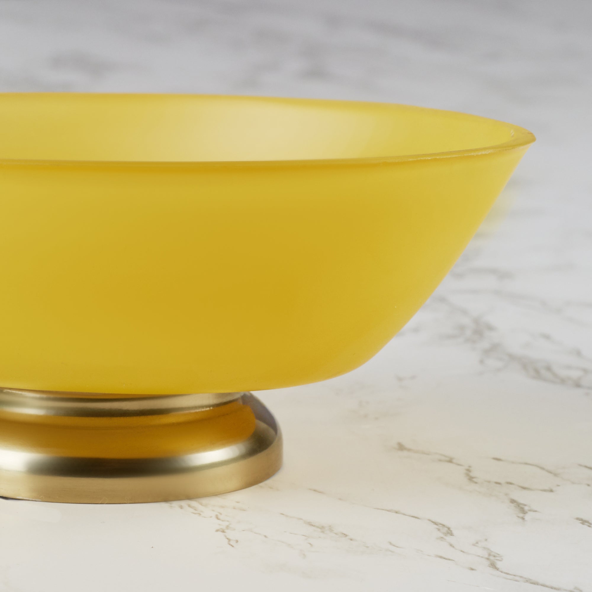 Emilia Glass Frosted Colored Soap Dish in Yellow Colour