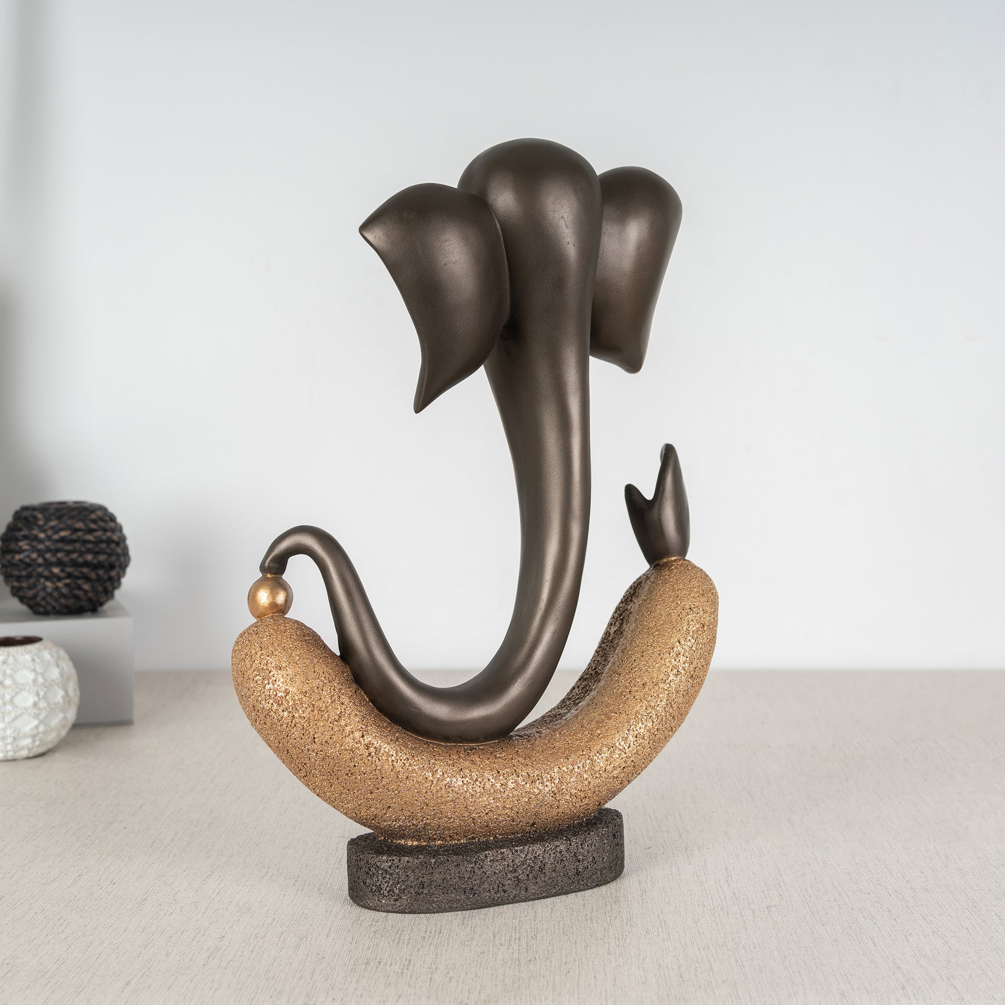 Eternal Ganesha Polyresin Hand Finished Figurine 41Cm in Bronze & Gold Colour