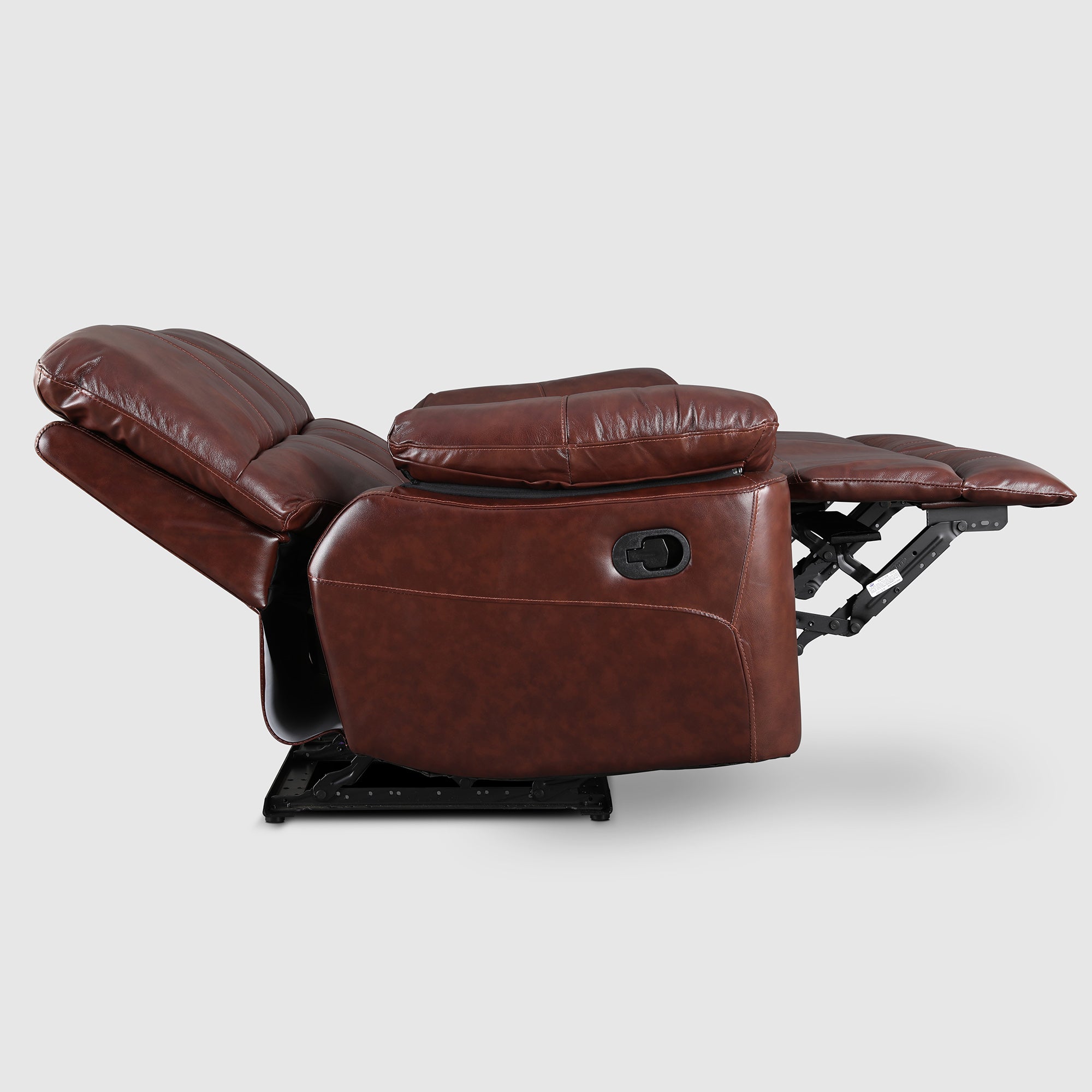 Charles Half Leather Two Seater Recliner in Brown Colour