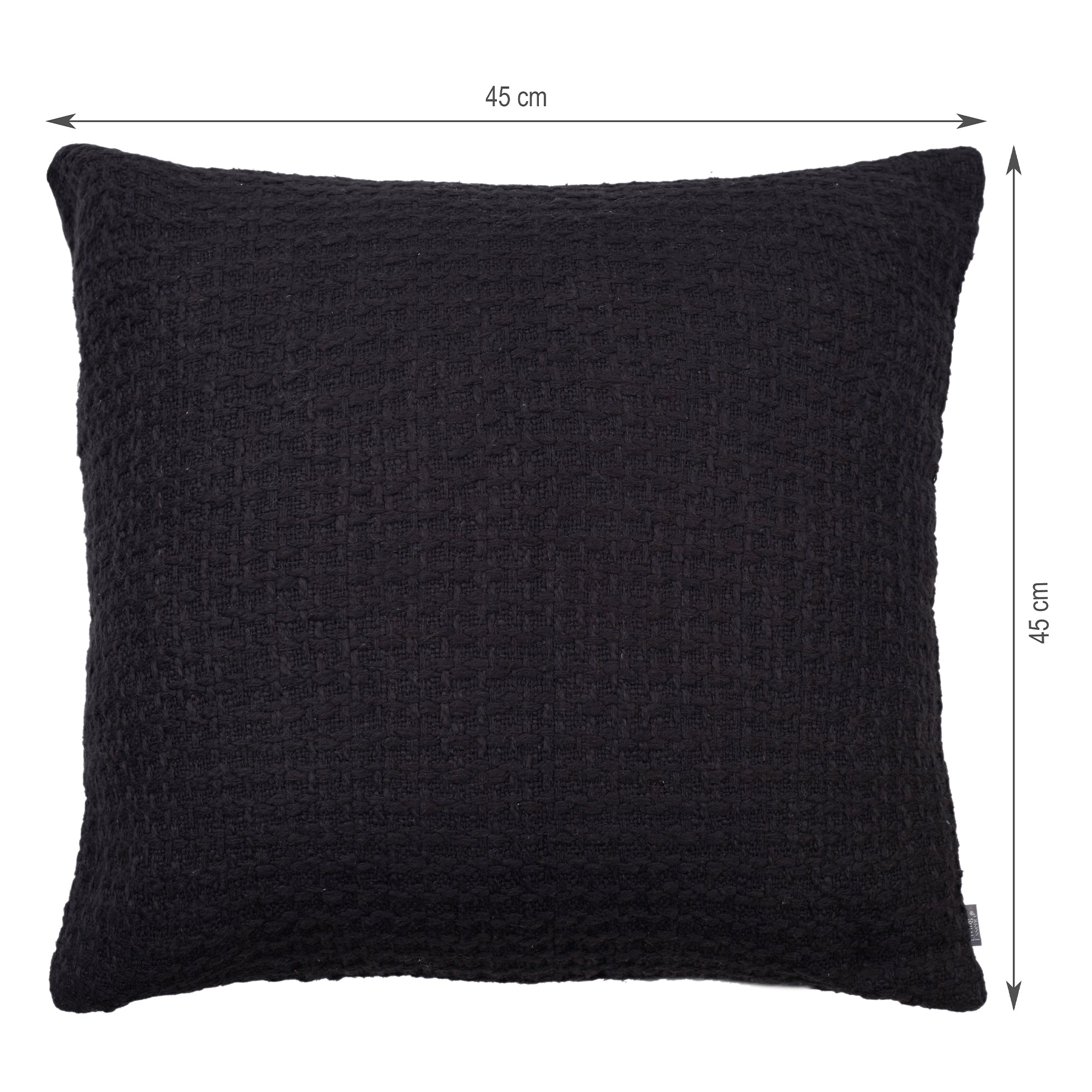 Ebony  Solid Textured Cushion Cover 45x45 Cm in Black Colour