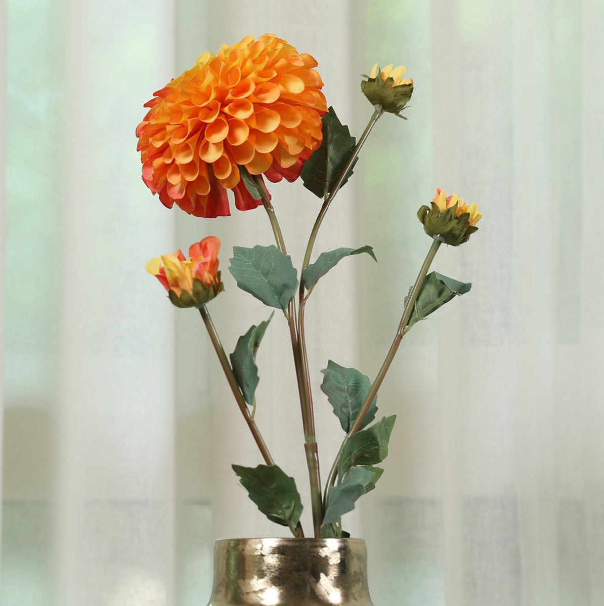 Blume Artificial Flower Dahlia Stem 78cm in Yellow Colour By Living Essence