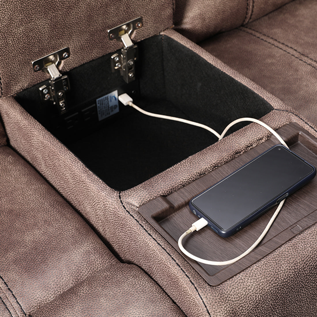 Enfield Fabric Lounger With Recliner in Brown Colour
