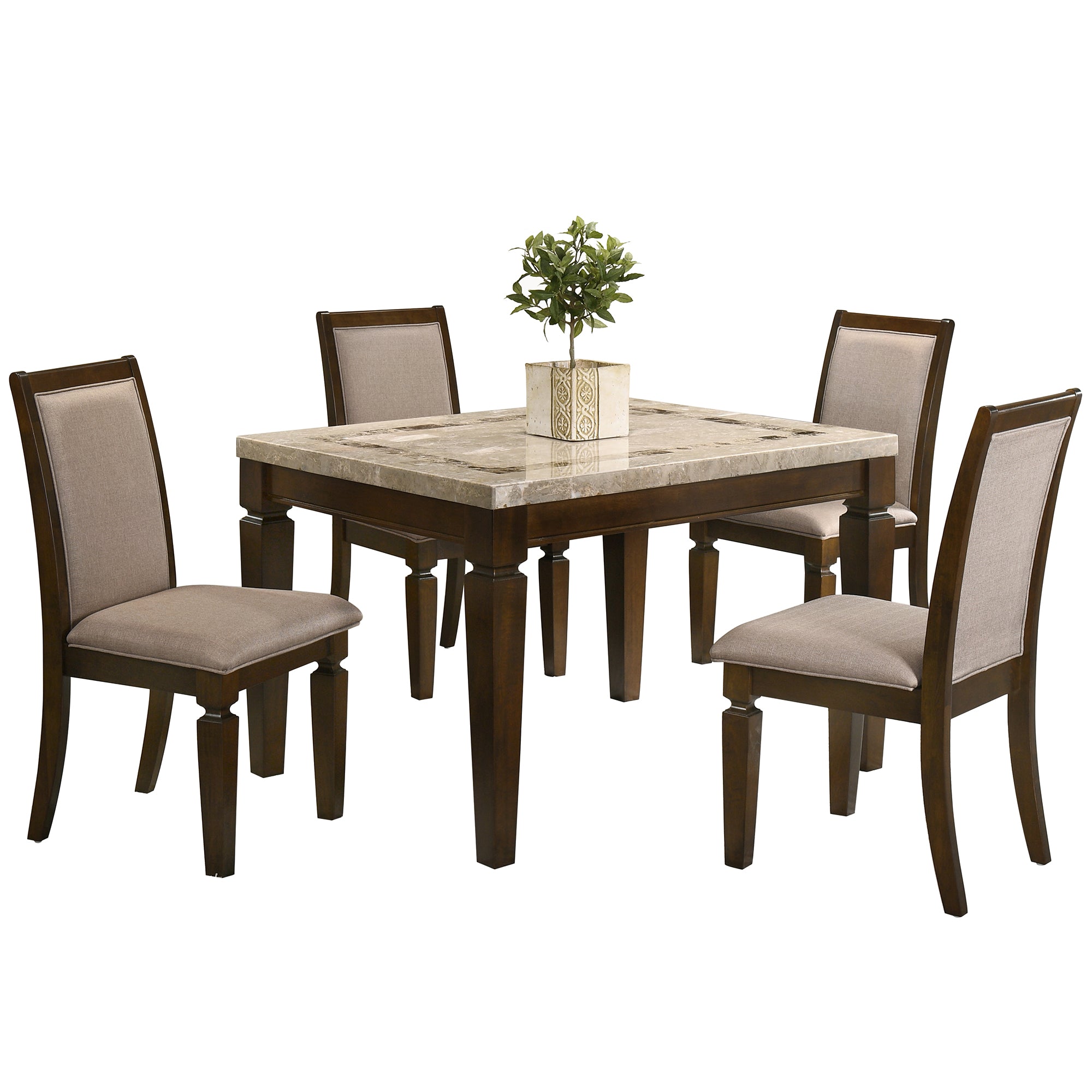 Bliss Marble Top 4 Seater Dining Set with Inlay in Beige Colour