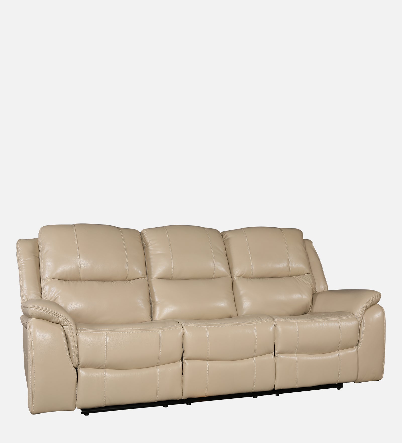 Murray Half Leather Three Seater Recliner in Beige Colour