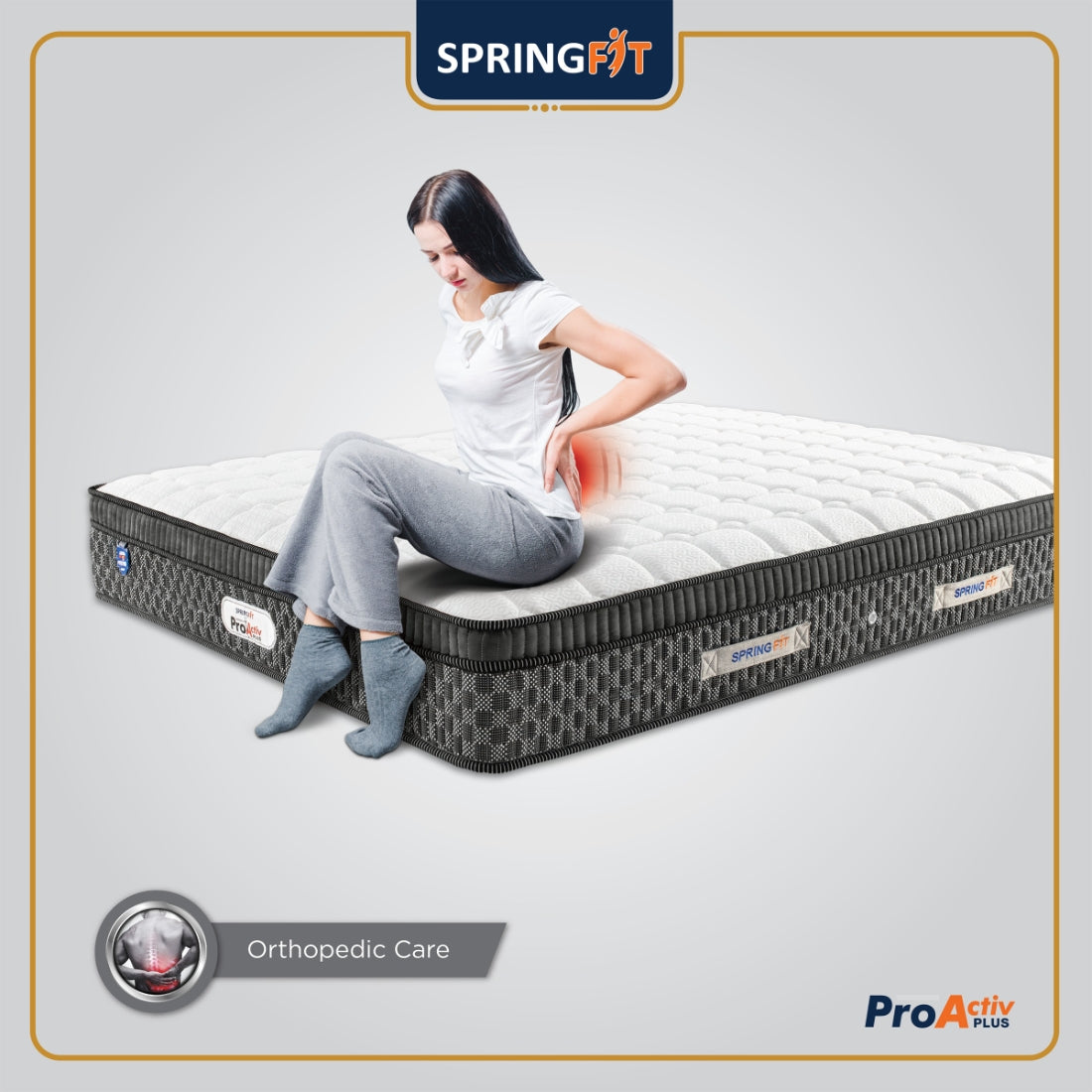 Pro Activ Plus Orthopedic Support HR Foam Single Mattress 72x36x6 Inch in White Colour