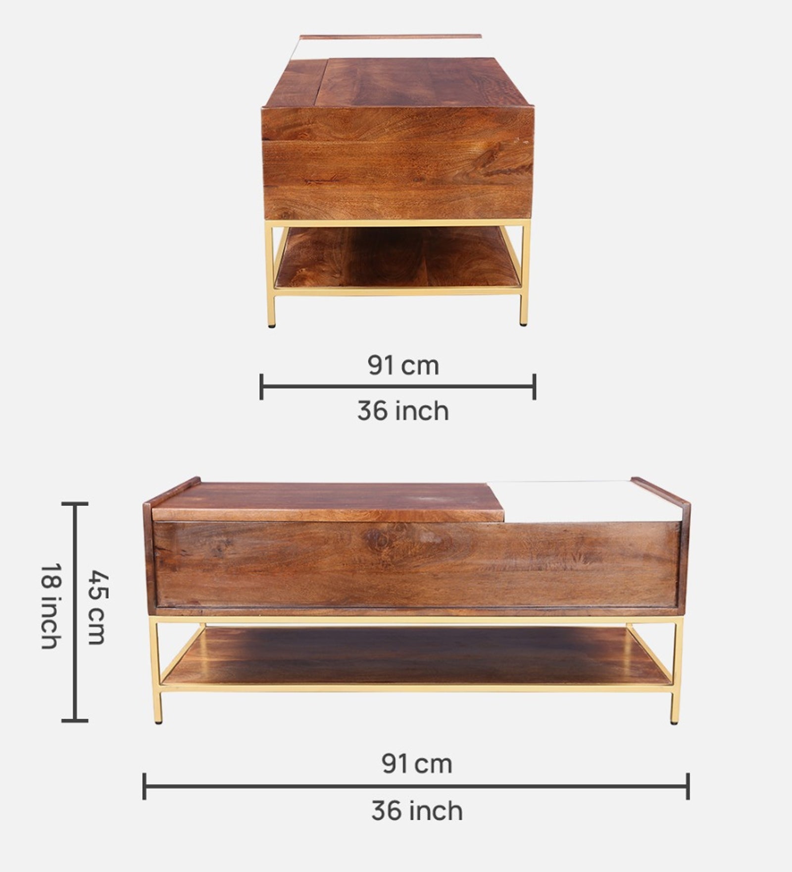 Crema Marble Top Center Table in Brown Colour