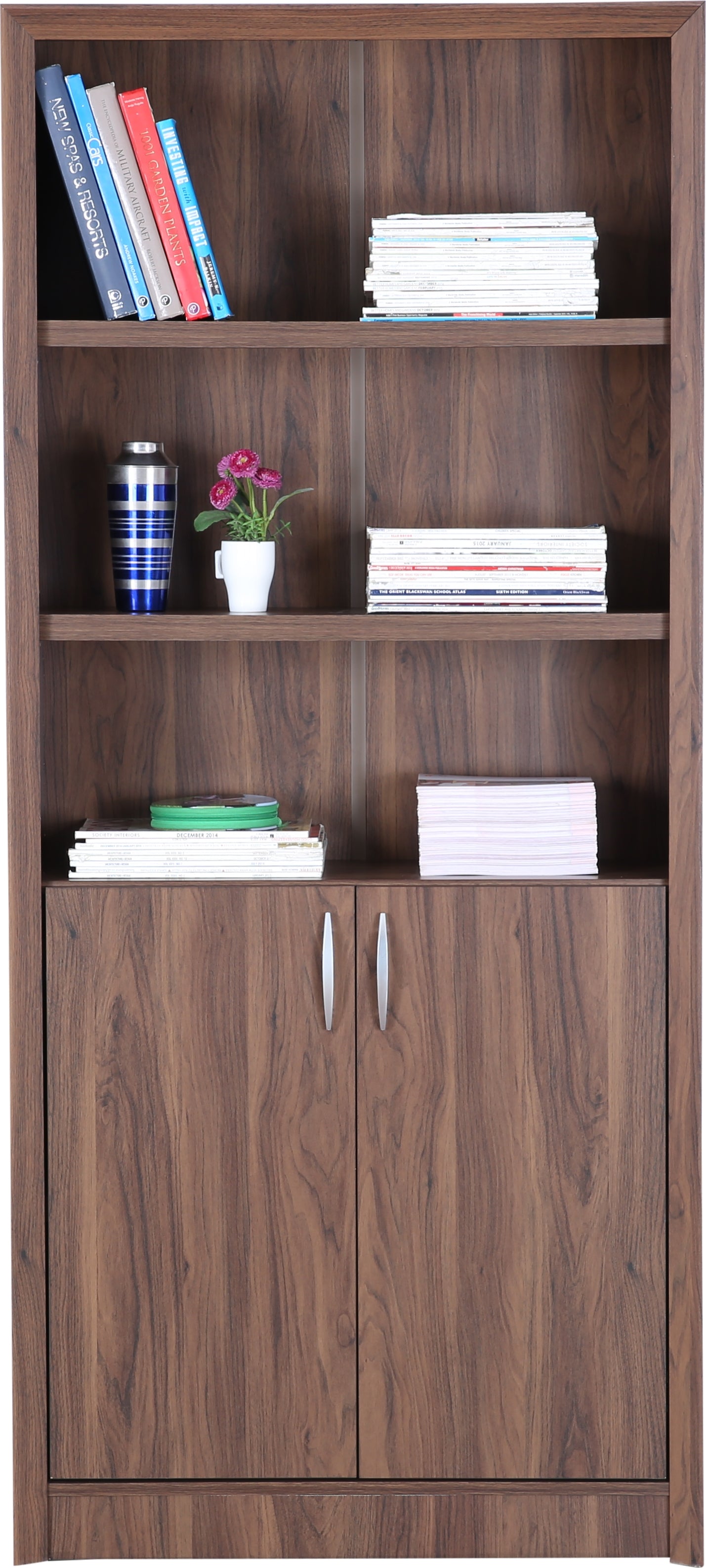 Stark Engineered Wood Open Book Case in Walnut Colour