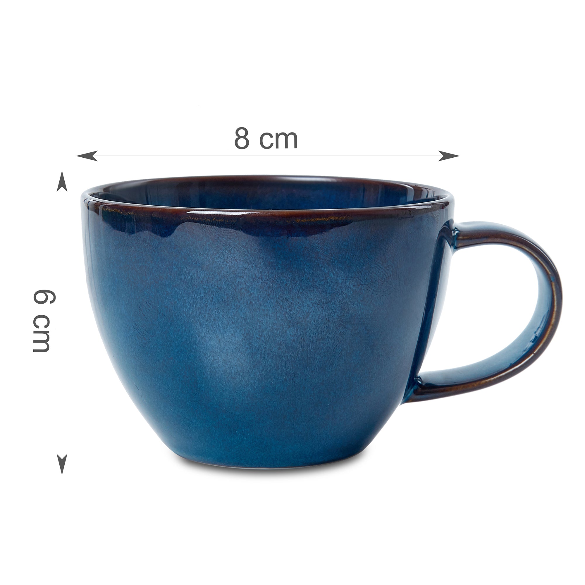 Hygge Studio Pottery Stoneware Cup & Saucer Set of 4 in Navy Blue Colour