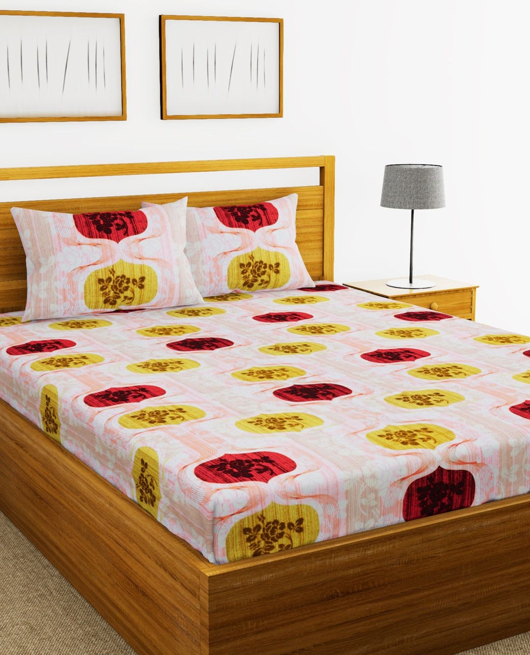Essenza Cotton King Bed Sheet 220X254 CM in Pink Colour