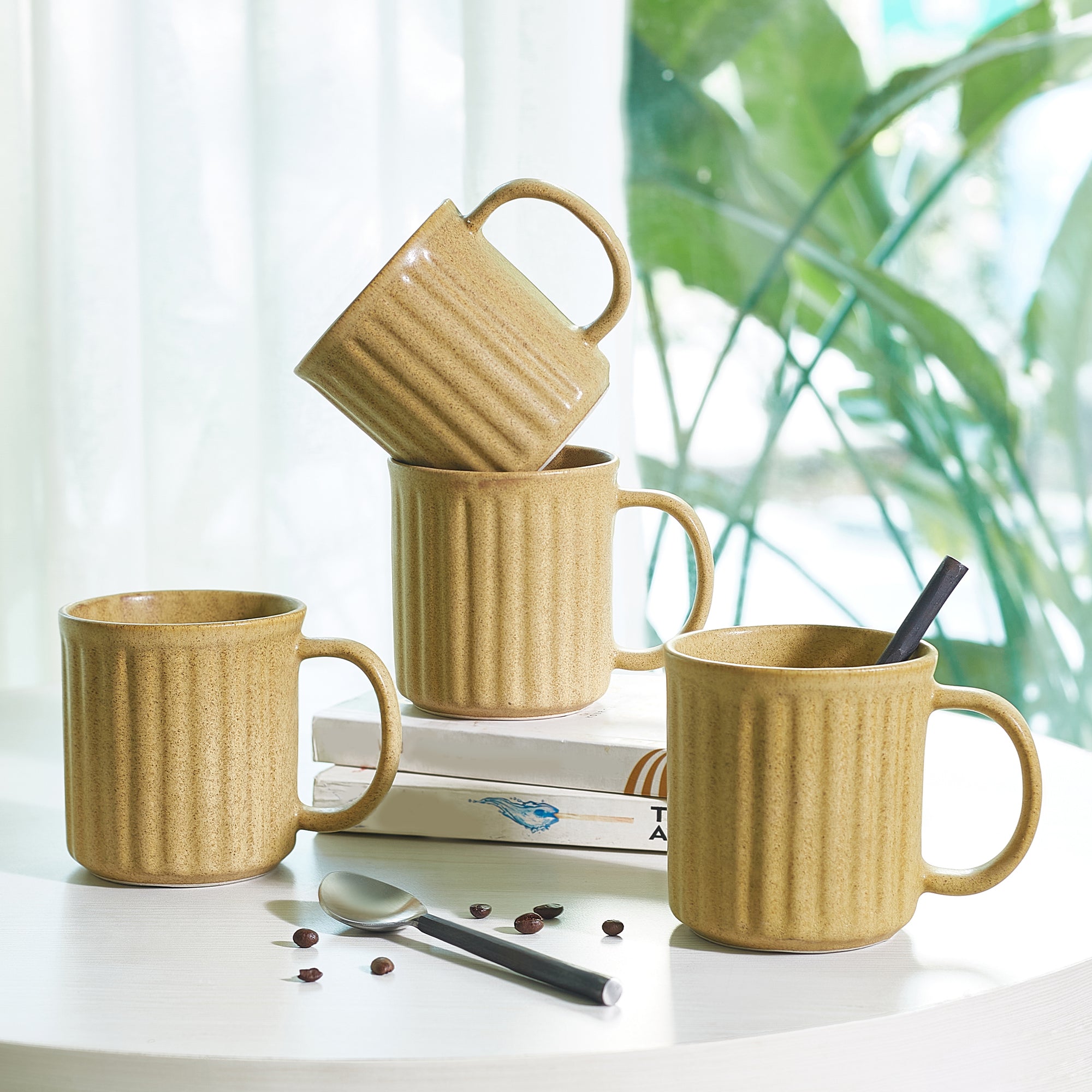 Living Essence WabiSabi Beige Mug Set of 4Pcs
