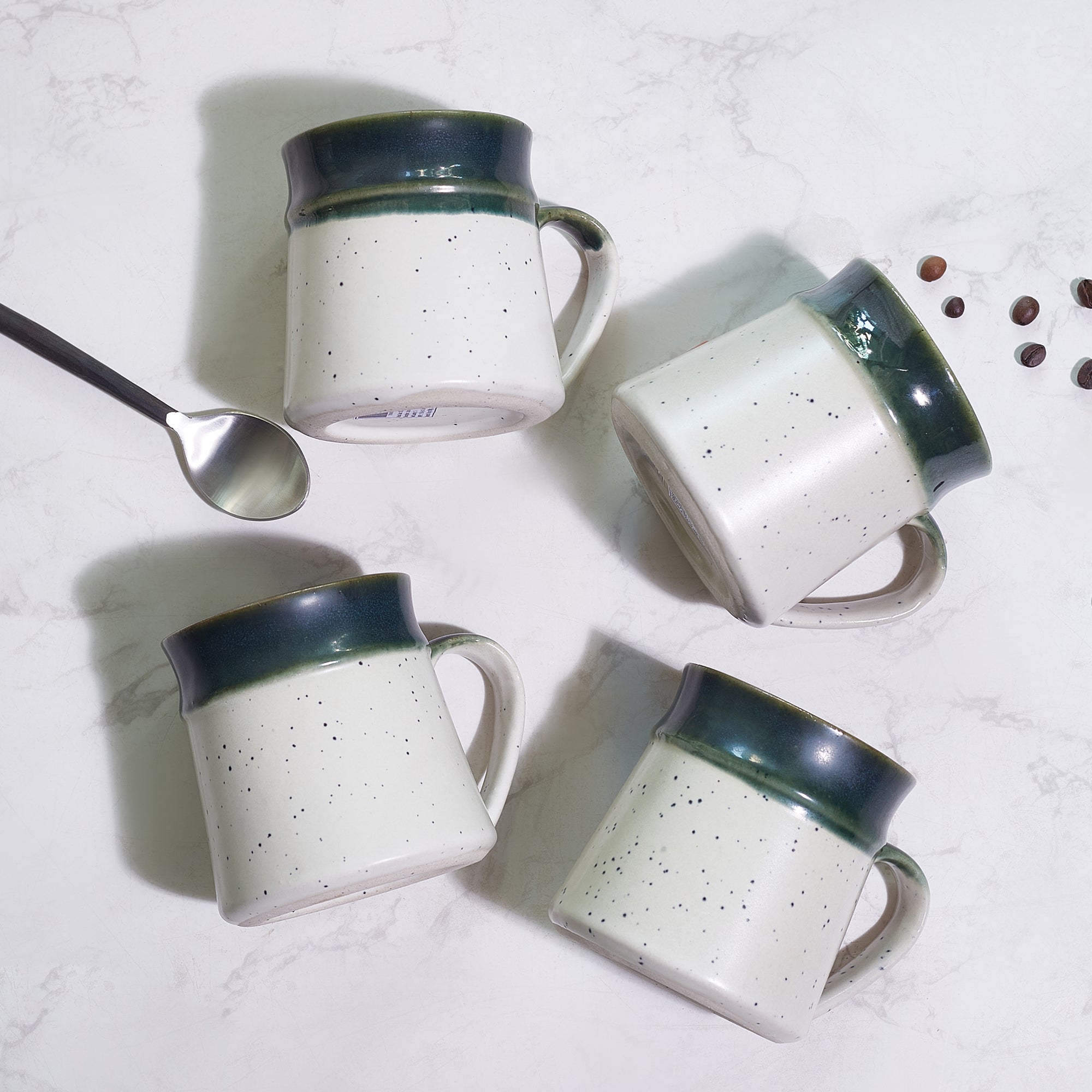 Living Essence Japandi Green Mug Set of 4Pcs