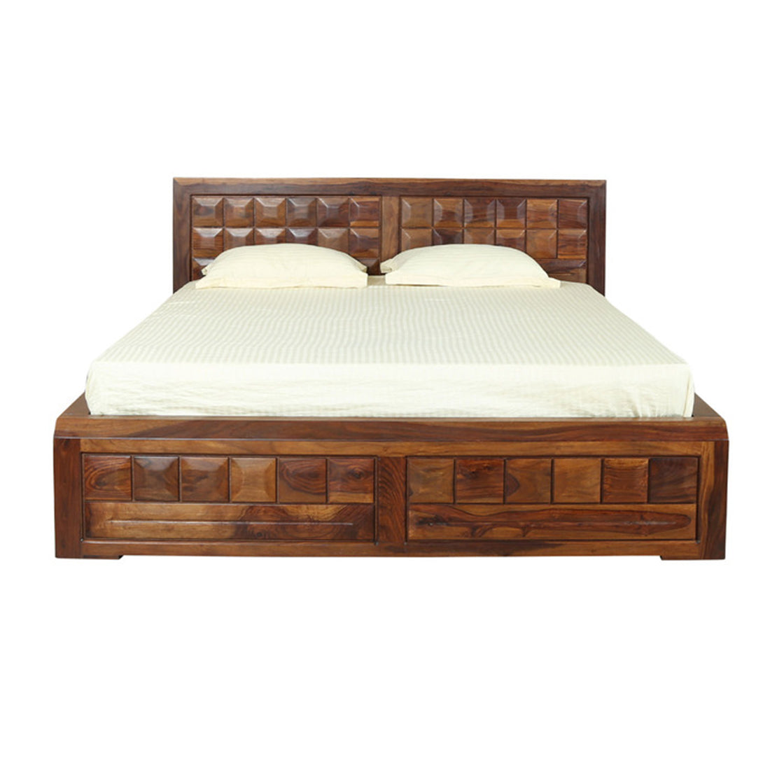 Woodrow Sheesham Wood(Rosewood) King bed with Box storage in Honey Colour