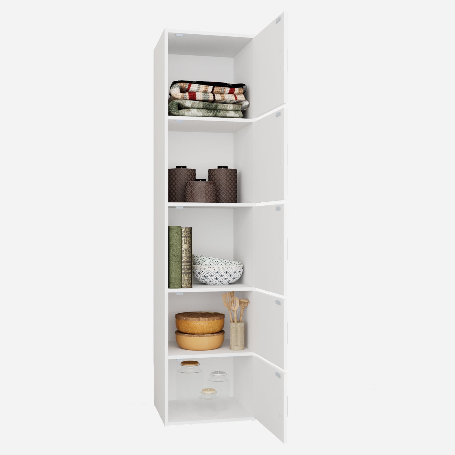 Albert Engineered Wood 5 Tier Cabinet in White Colour
