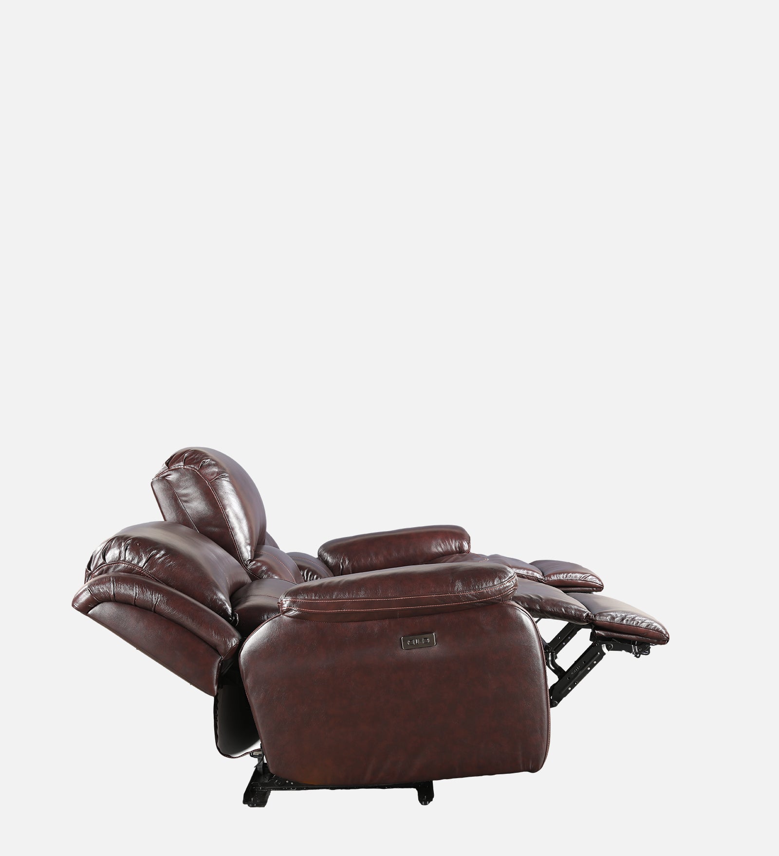 Rhine Half Leather Three Seater Electric Recliner in Brown Colour