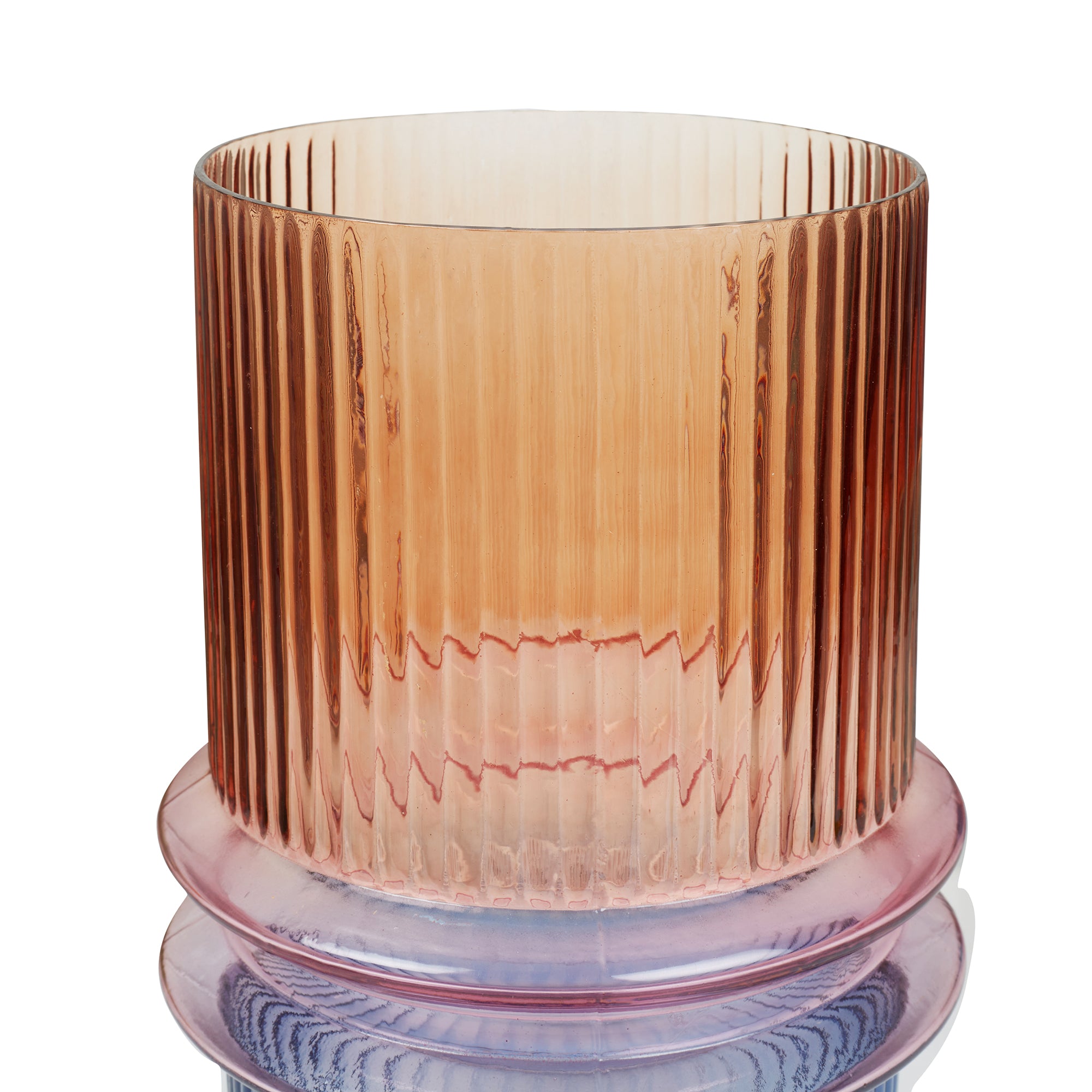Phiona Glass Fluted Handcrafted Large Vase 31 Cm in Multi Colour