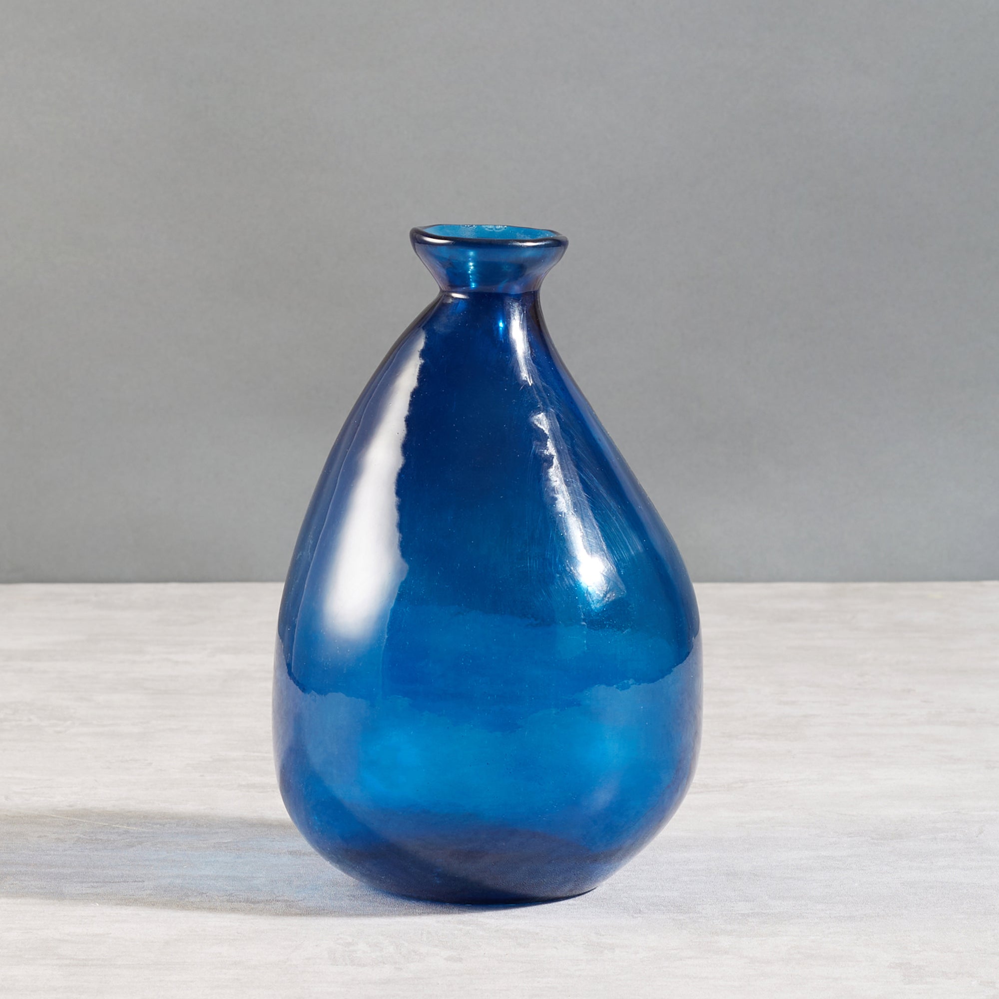 Phiona Glass Modern Organic Shapped Handcrafted 23 Cm Vase in Indigo Colour