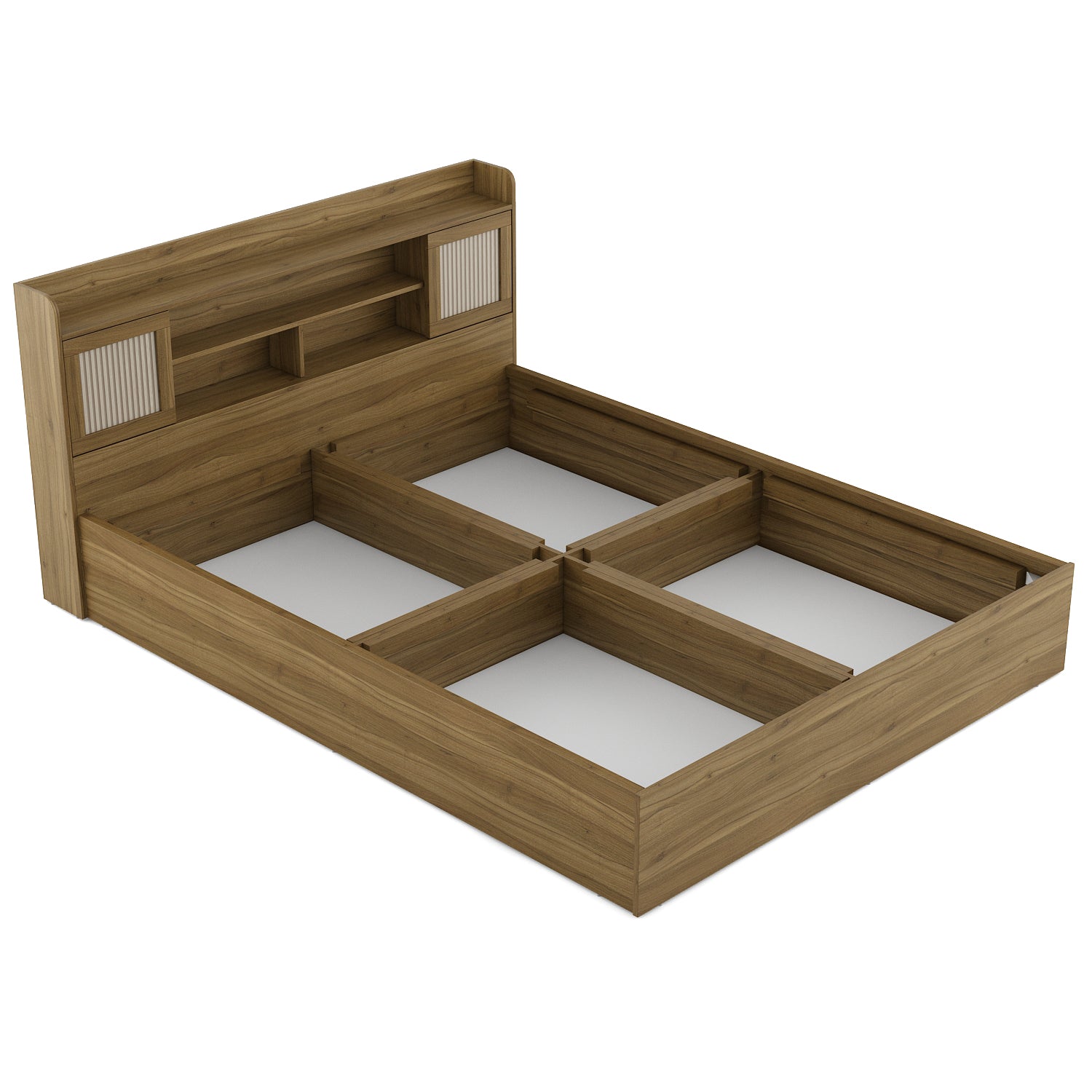 Diago King Bed With Box Storage In Natural Teak Color