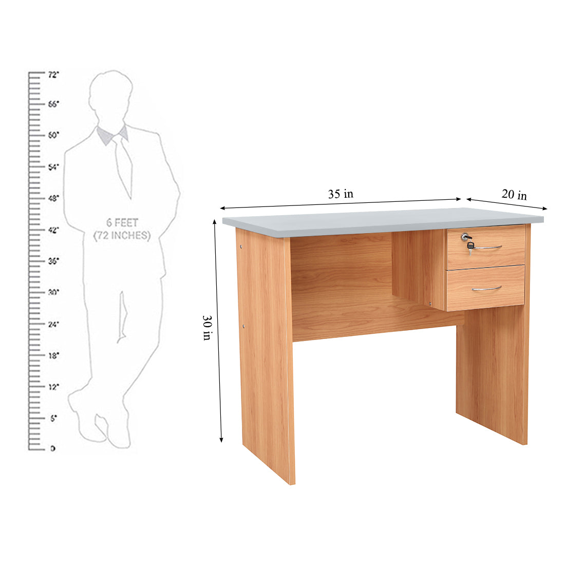 Simply Study Table in Honey + White Colour