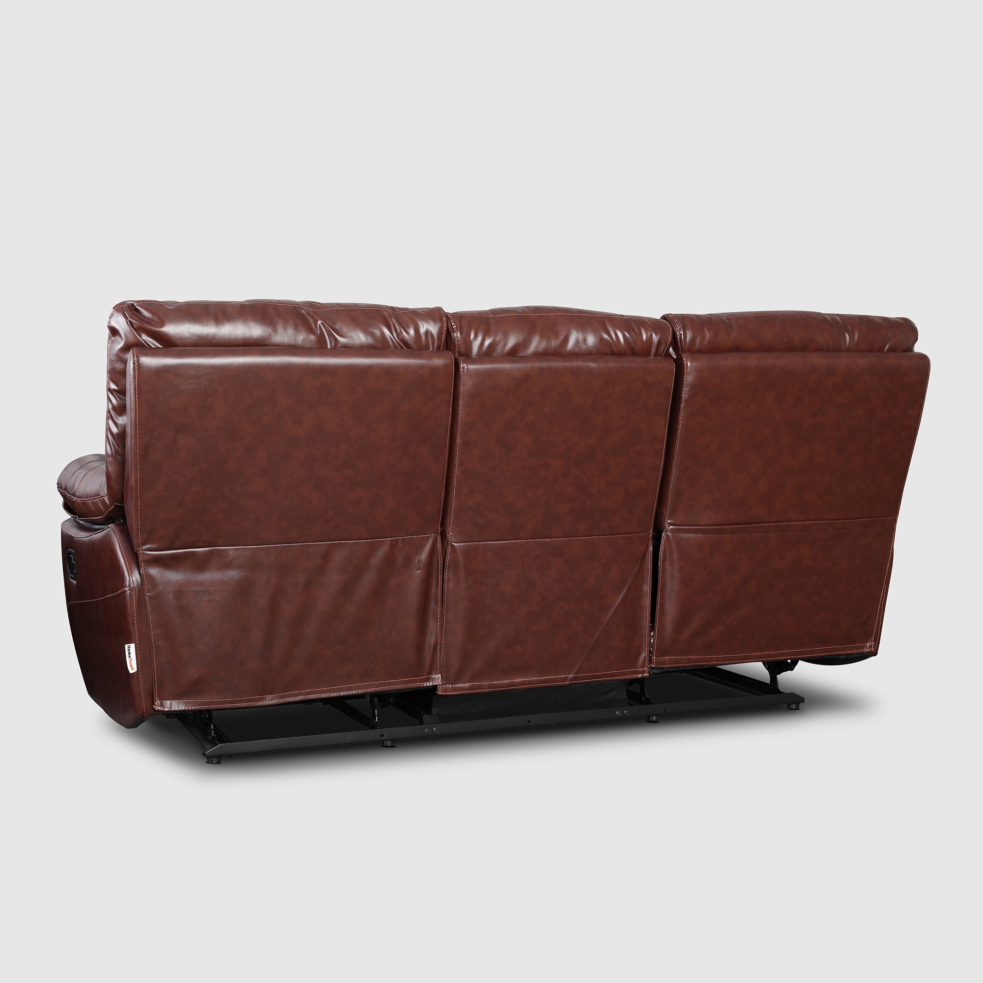 Charles Half Leather Three Seater Recliner in Brown Colour