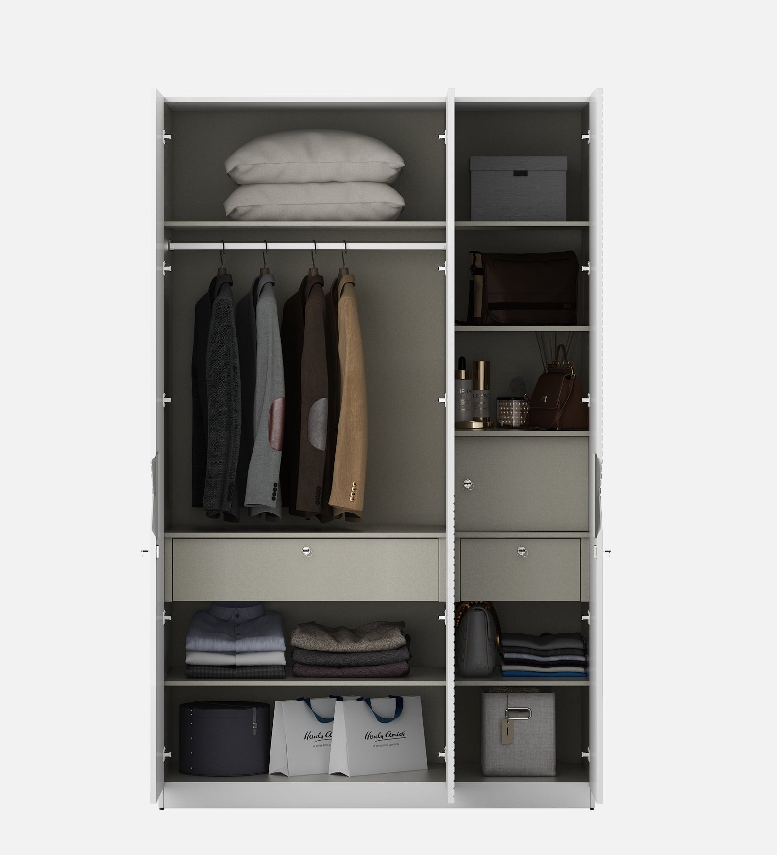 Gwen  Four Door Wardrobe in White  & Denim Colour