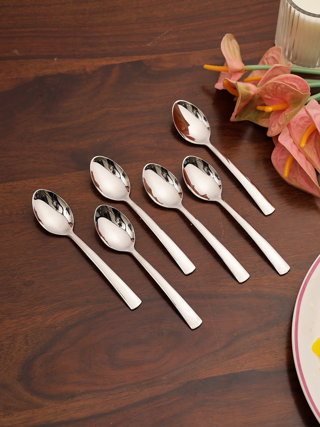 FNS Solo Desert Steel Spoon Set of 6 in Silver Colour