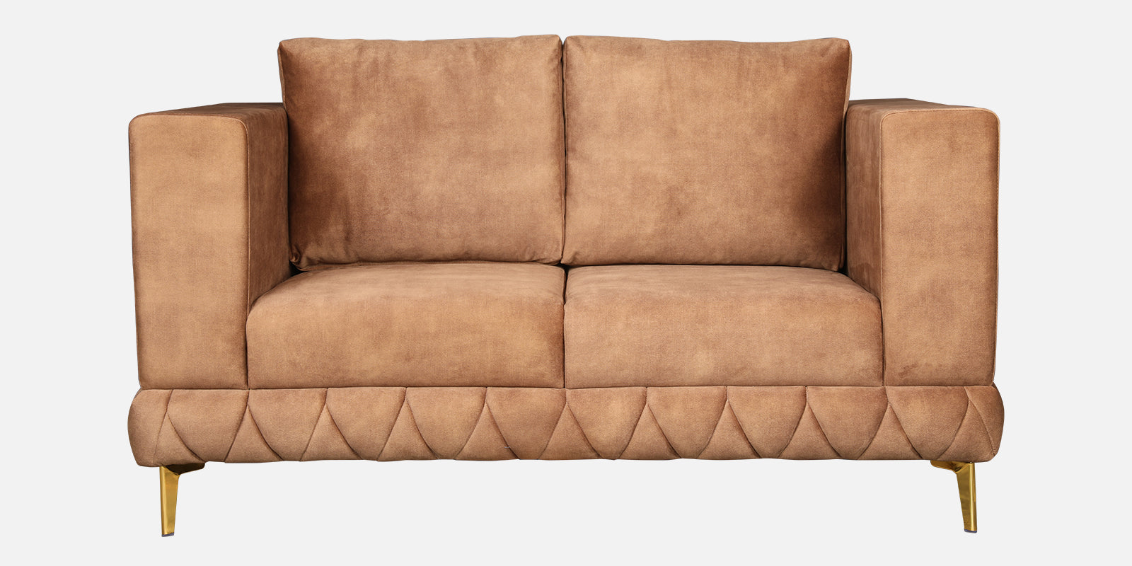 Plume Velvet Fabric Two Seater Sofa in Brown Colour