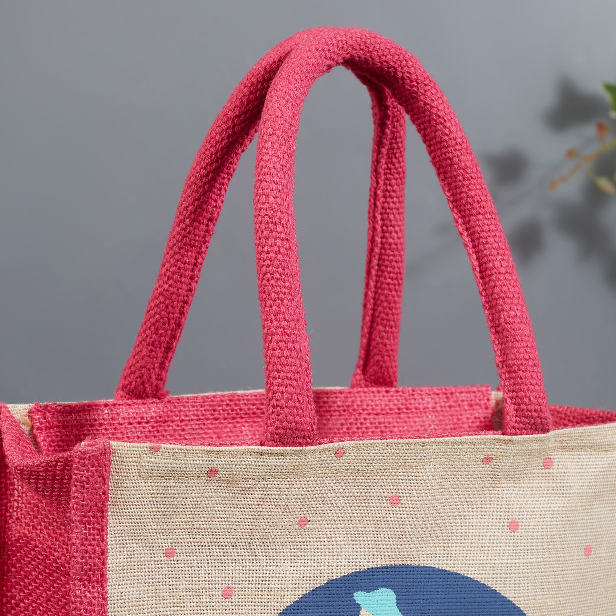 Good Life Jute Reversible Bag Garden Printed Lunch Bag 25.5 x 25.5 Cm in Multi Colour