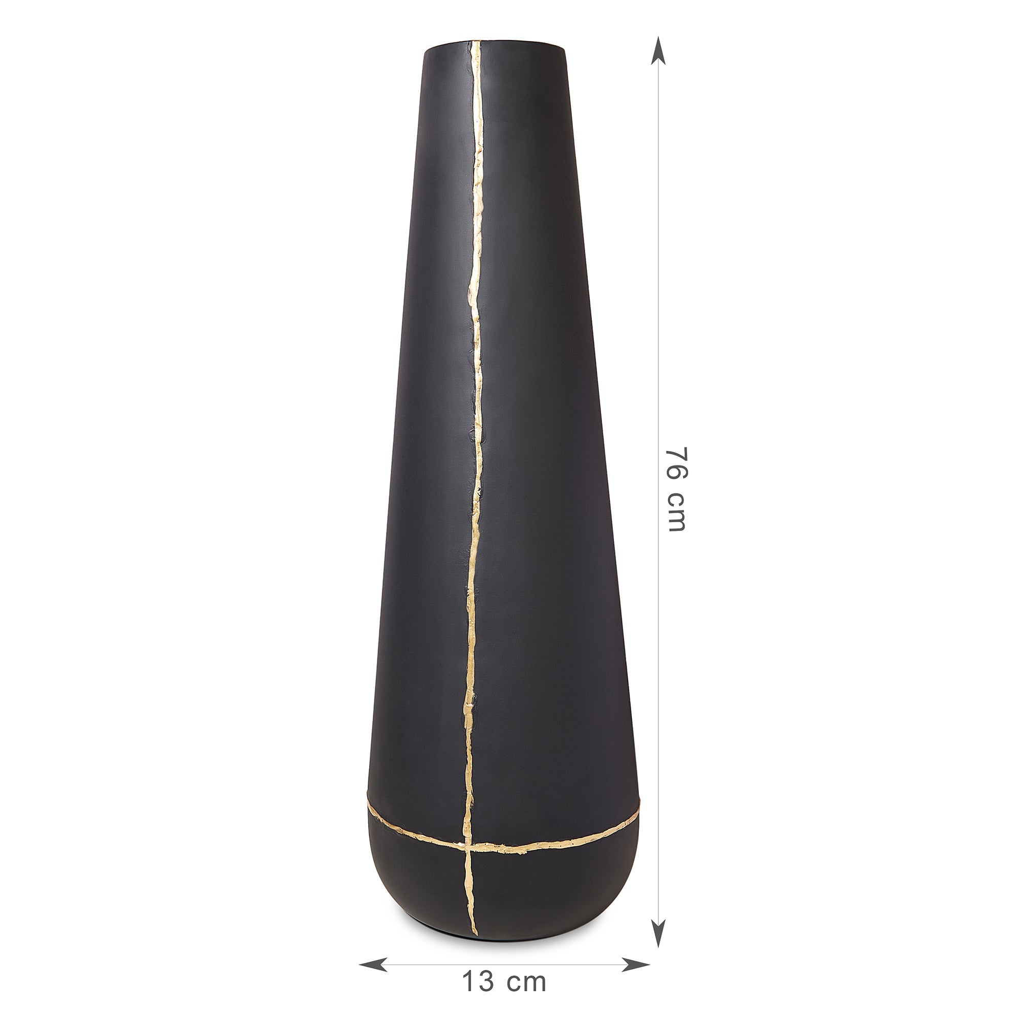 Mezzo Metal Vases 76 cm in Black Colour