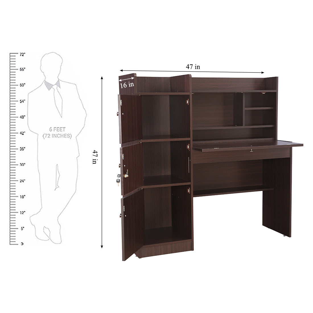 Vento Engineered Wood Study Table in Wenge Colour