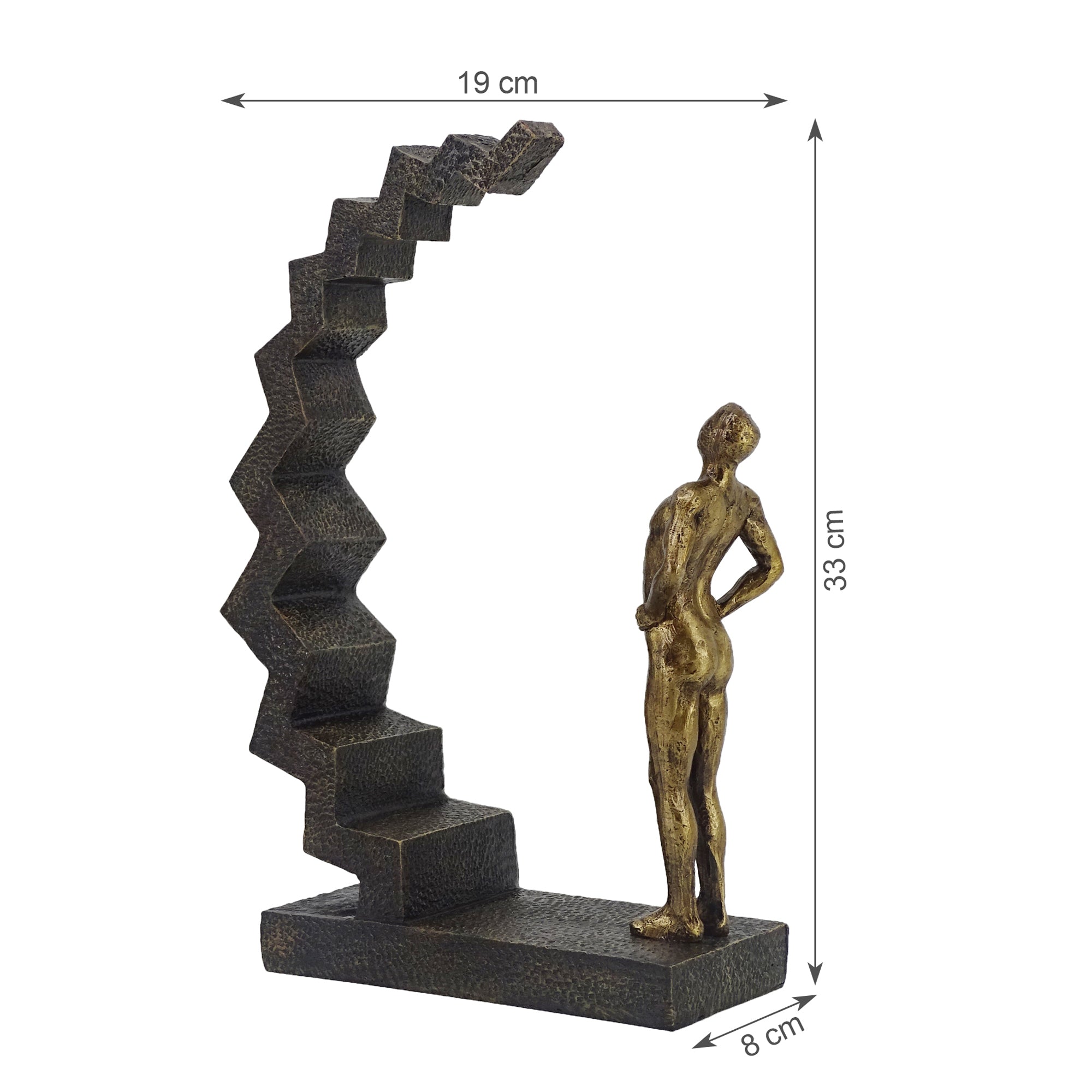 Willow Polyresin Man On Staircase 33 Cm in Brown And Gold Colour