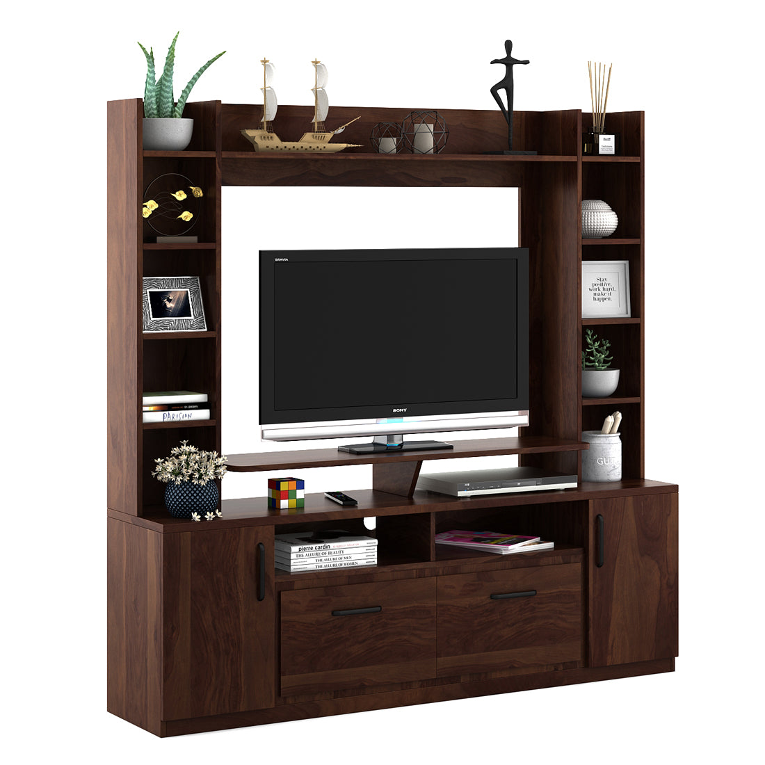 Antwerp Full Height TV Unit in Sheesham Colour