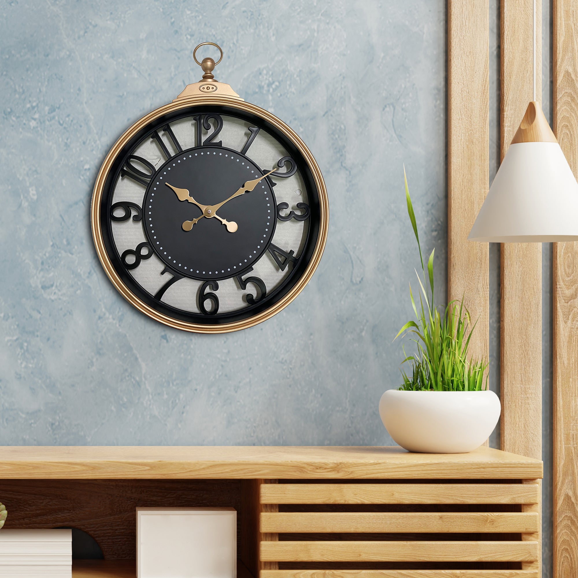 Aristo Classic Wall Clock, Diameter 50cm in Rose Gold and Black Colour