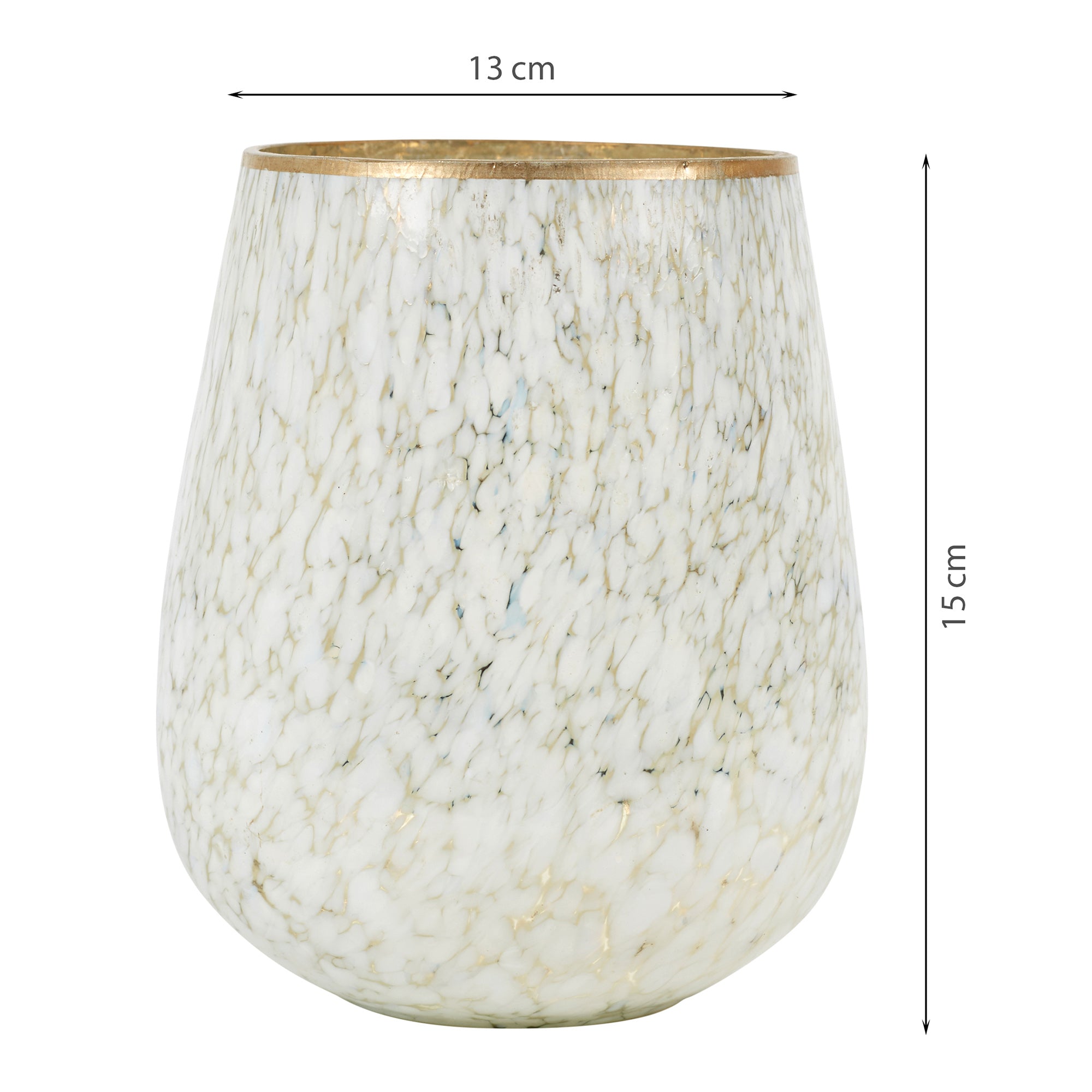 Phiona Glass Textured Handcrafted Vase 15 Cm in White Colour