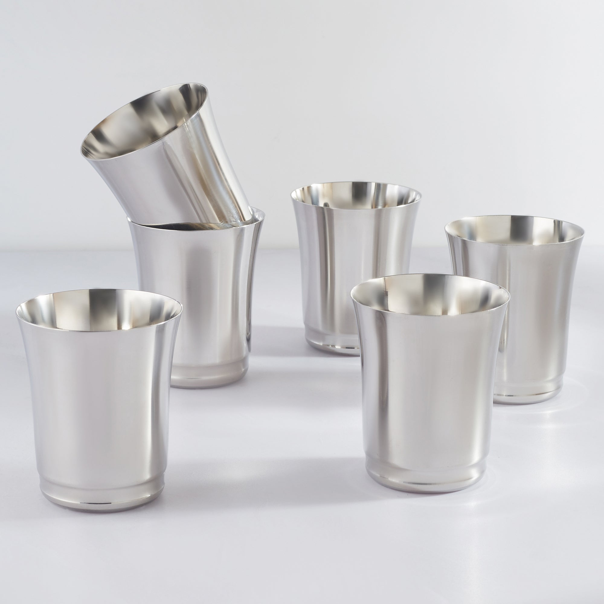 Glisto Stainless Steel Drinking Glass/Tumbler Set of 6 in Silver Colour