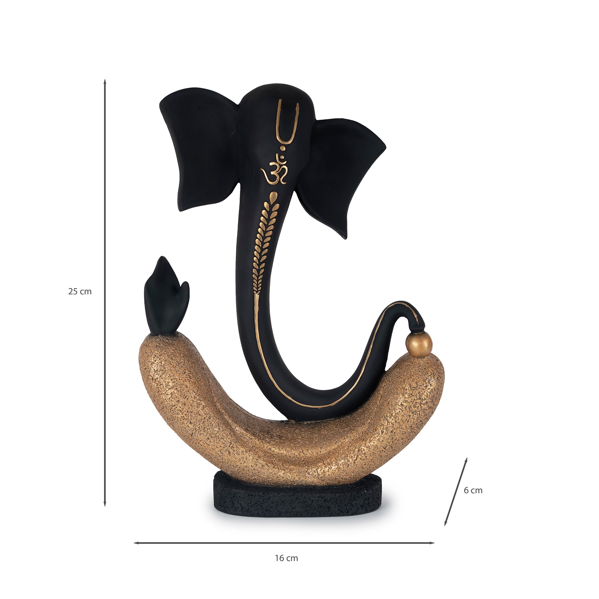 Eternal Ganesha Polyresin Hand Finished Figurine 41Cm in Black & Gold Colour