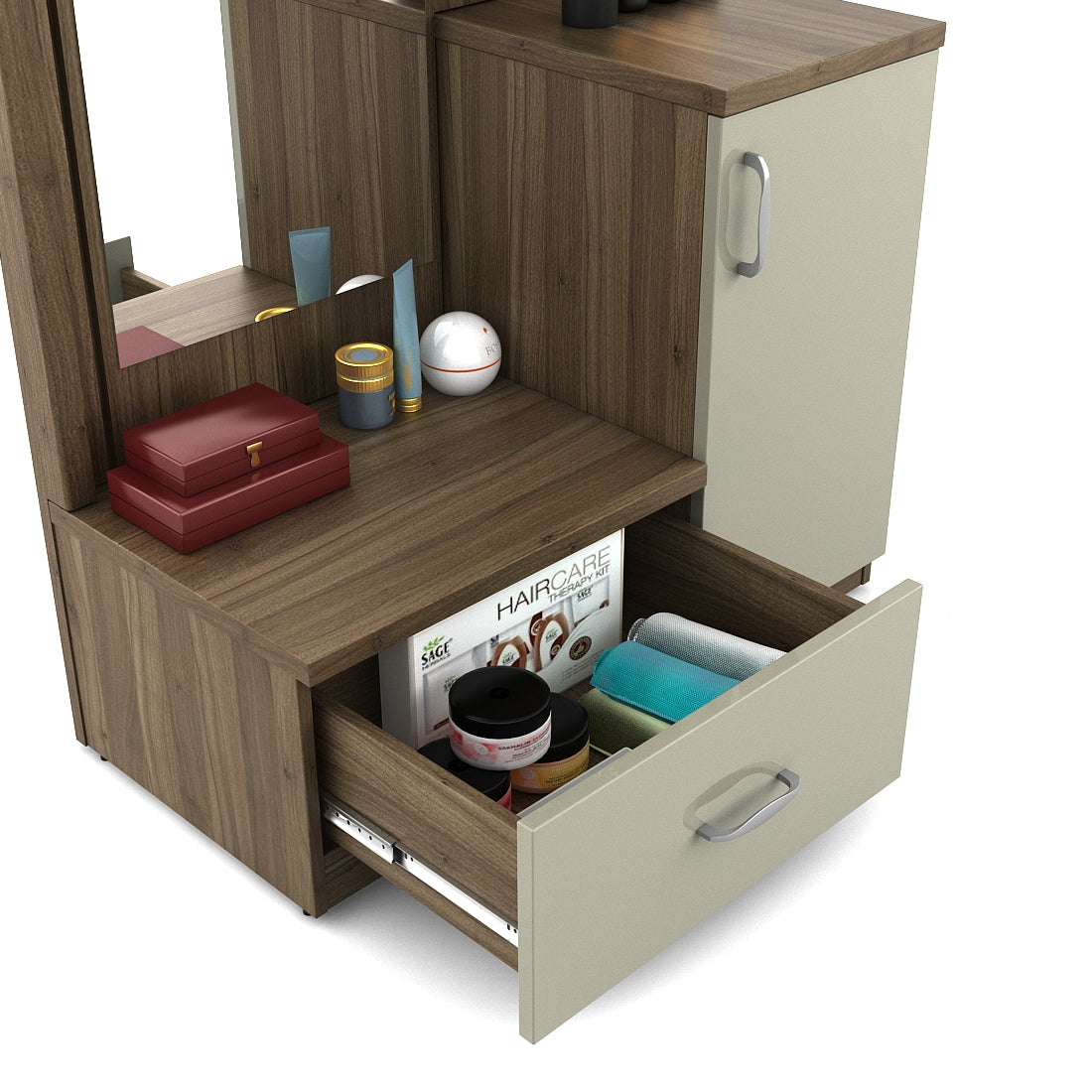 Petra Dresser With Mirror in Walnut Colour