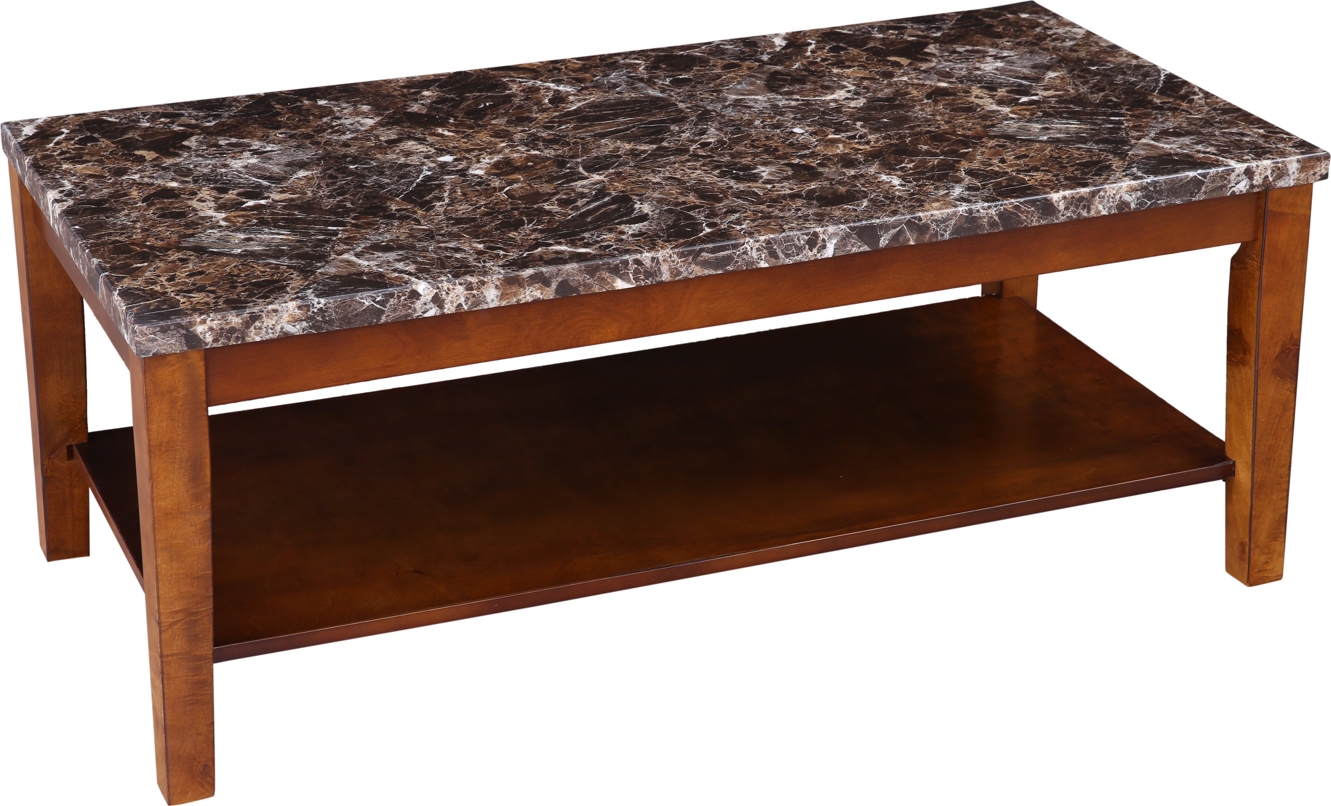 Eden Marble Finish Top Center Table in Brown Colour