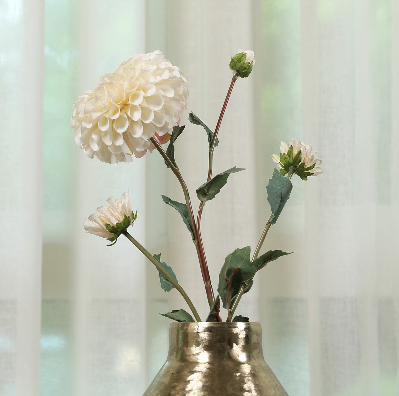 Blume Artificial Flower Dahlia Stem 78cm in White Colour By Living Essence