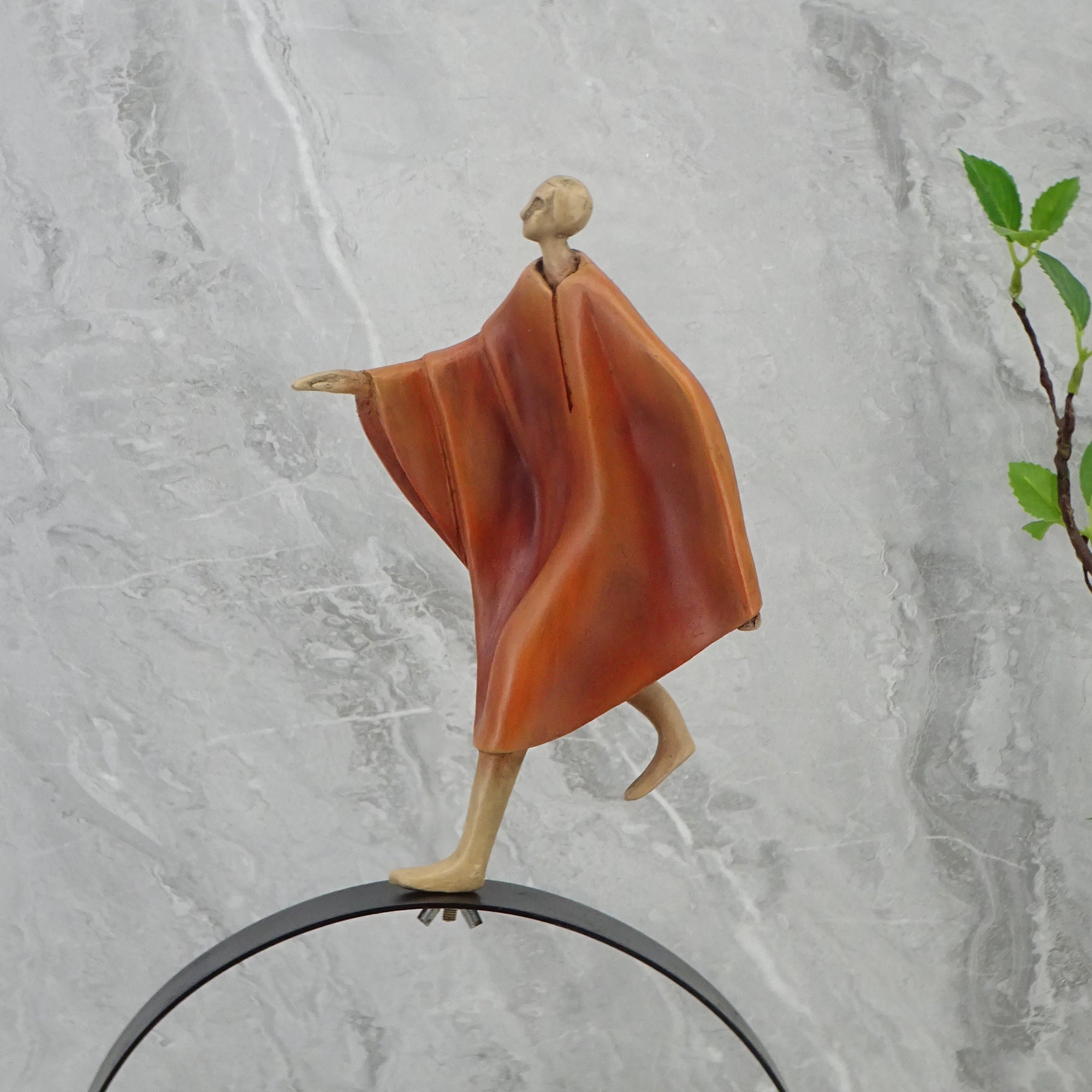 Alpine Polyresin Man Running On Cirque 48 Cm in Brown Colour
