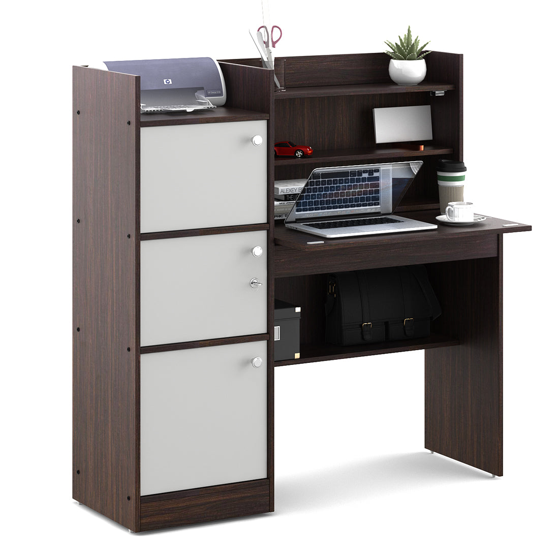 Venus Engineered Wood Study Table in Wenge & White Colour