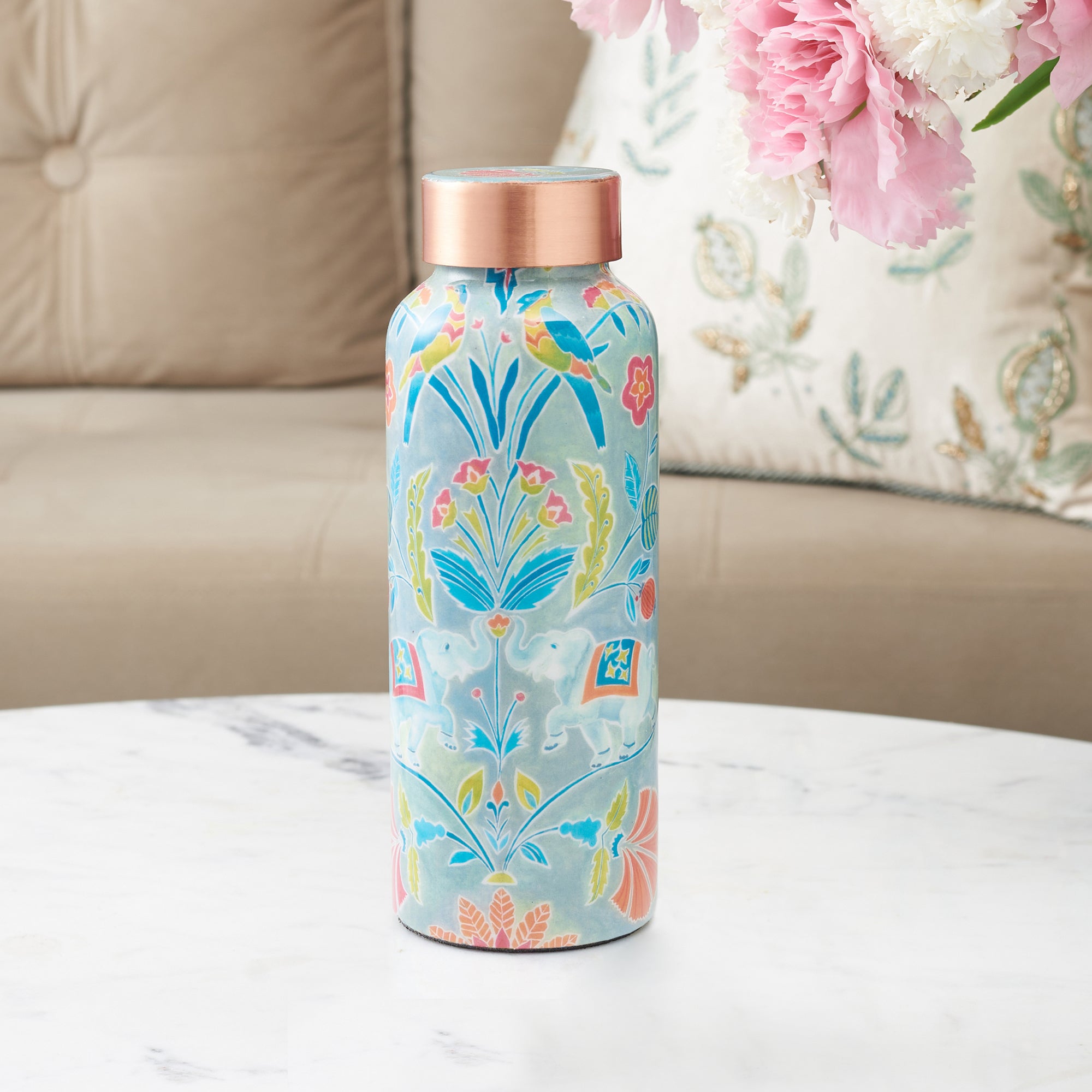 Anar Glossy Printed Copper Bottle 500ml in Multi Colour