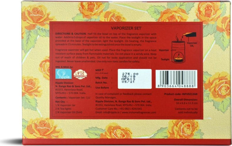 Vapourizer Set Ceramic 5Ml With 2 Tealights in Amber Rose Colour