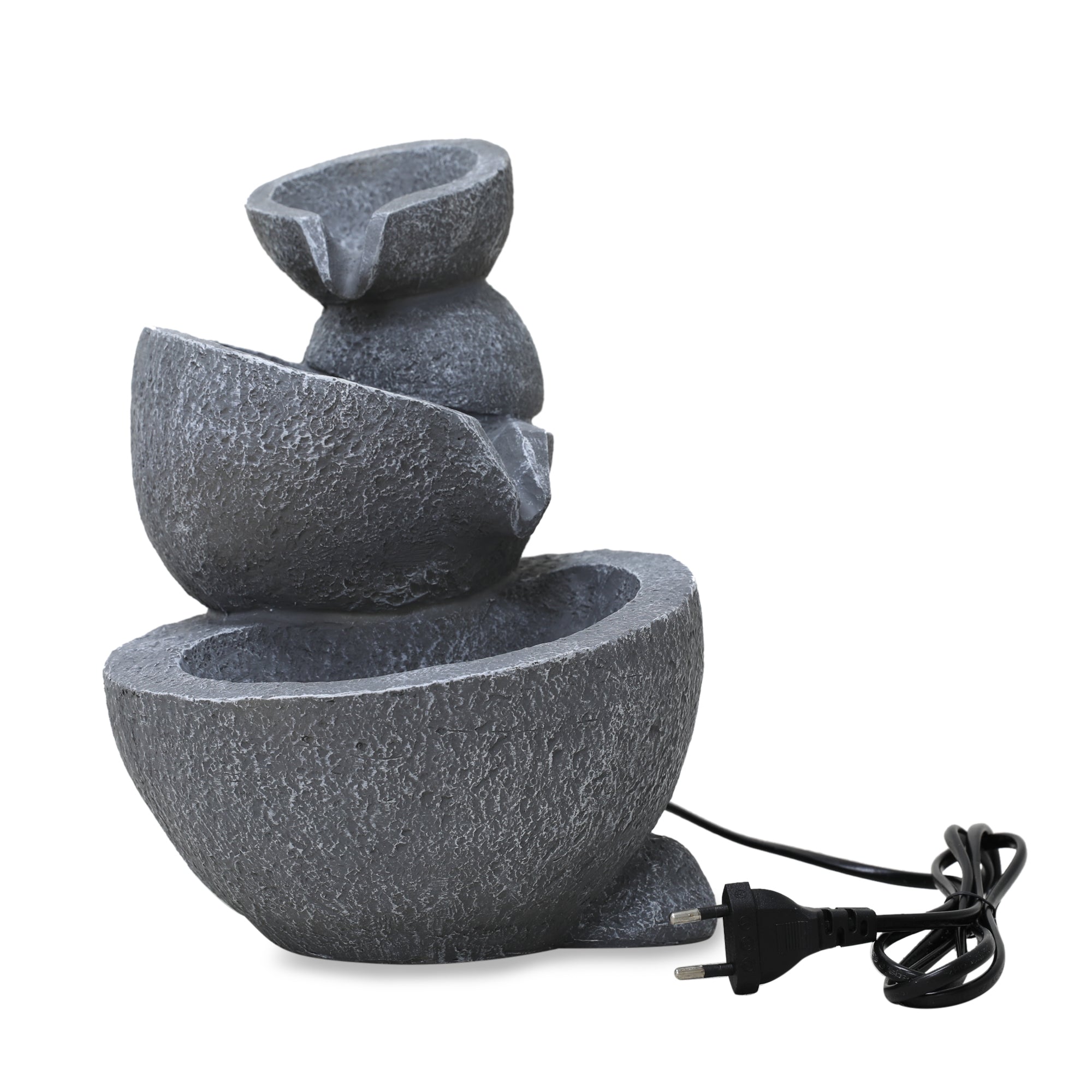 Impression Polyresin Trio Abstract Bowls Fountain 24X28Cm in Grey Colour